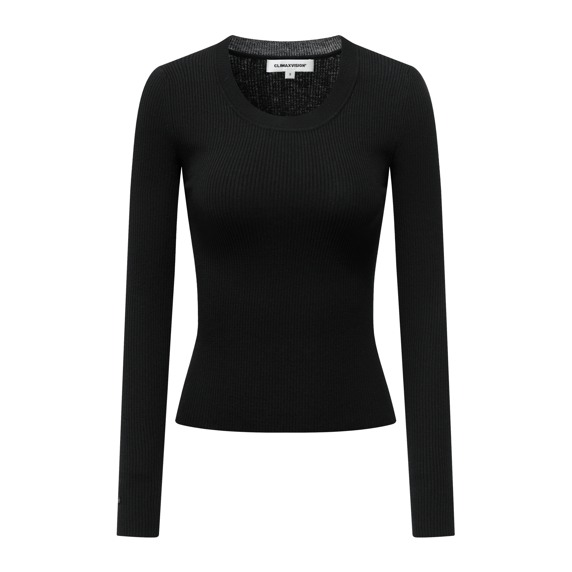 Black High Twist Bamboo Yarn U-Neck Striped Slim Fit Knitted Shirt