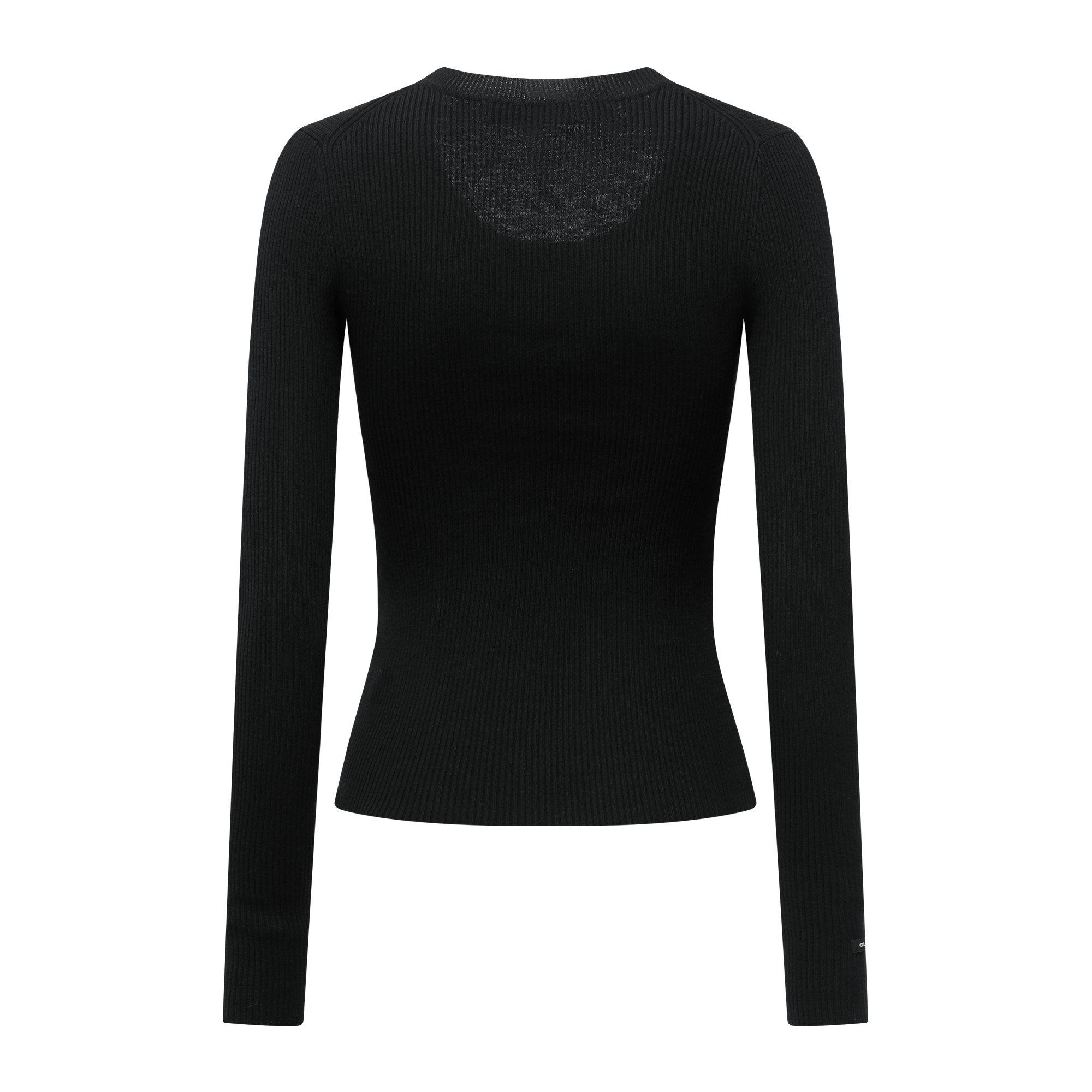 Black High Twist Bamboo Yarn U-Neck Striped Slim Fit Knitted Shirt