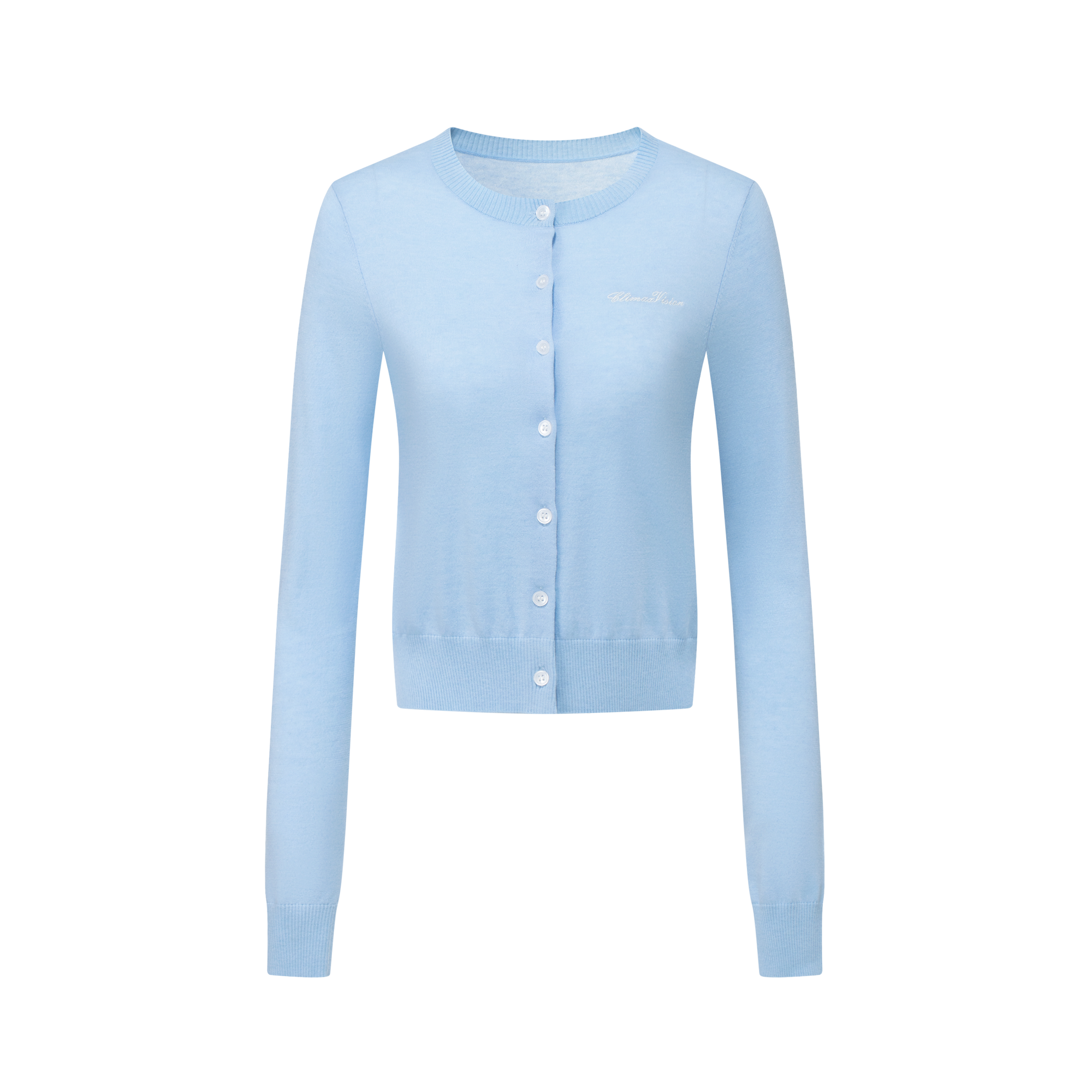 Blue Silk and Wool Blend Cardigan