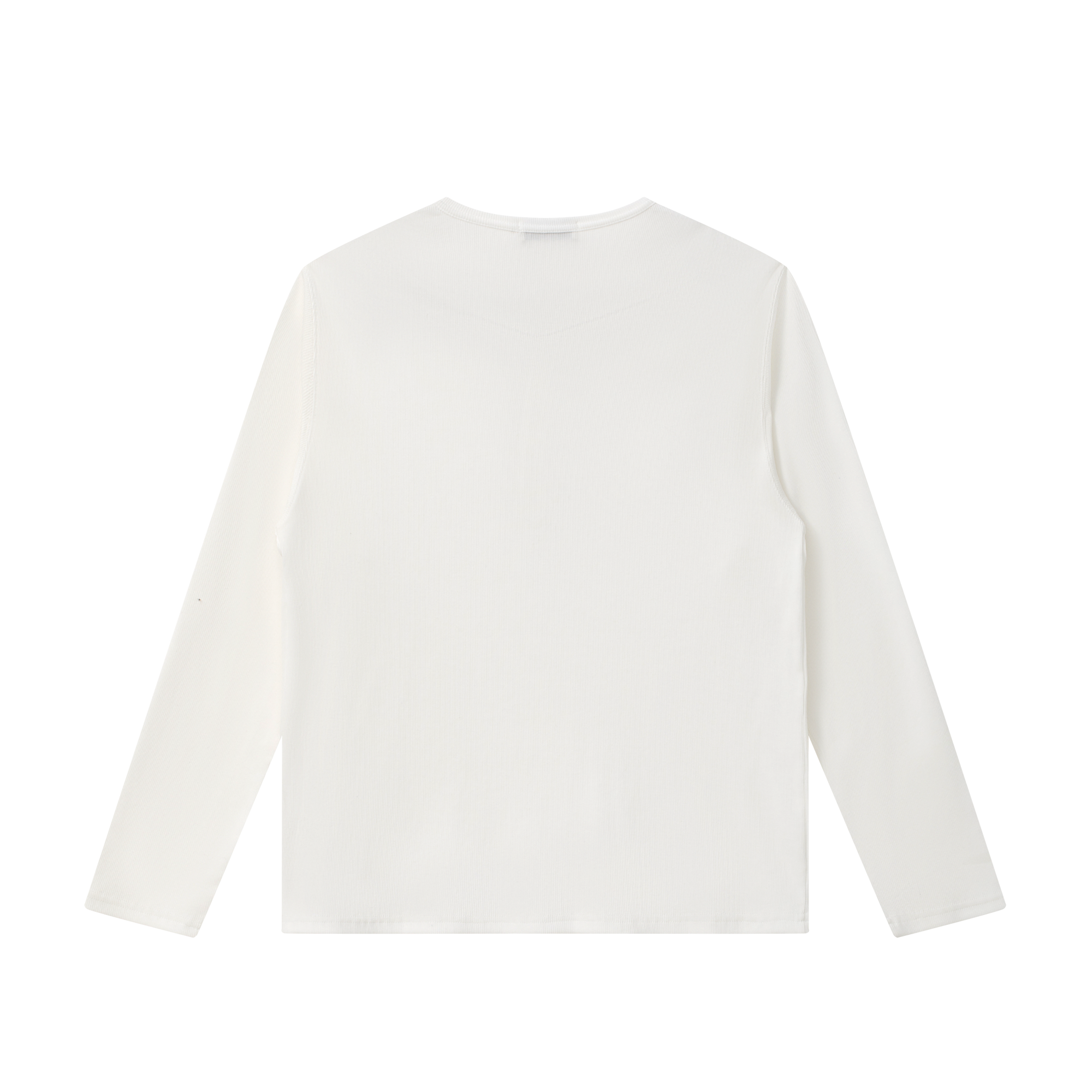 White Henry Collar Drape Basic Long Sleeve Tee