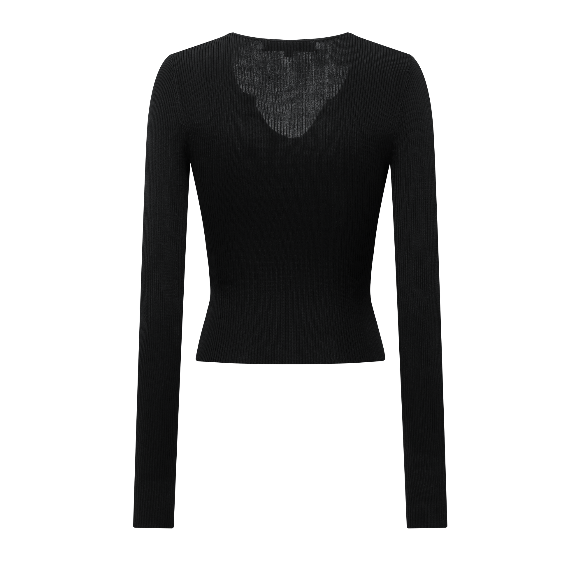 Black Small V-neck Slim High Elastic Long Sleeve