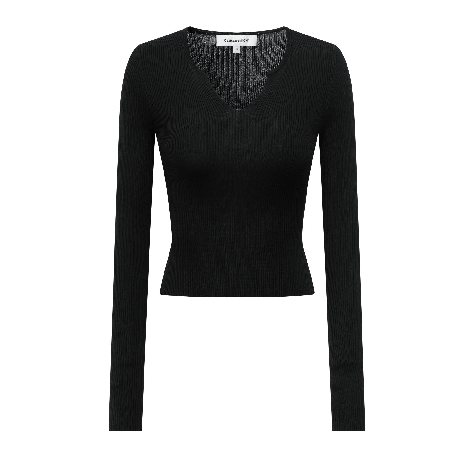 Black Small V-neck Slim High Elastic Long Sleeve