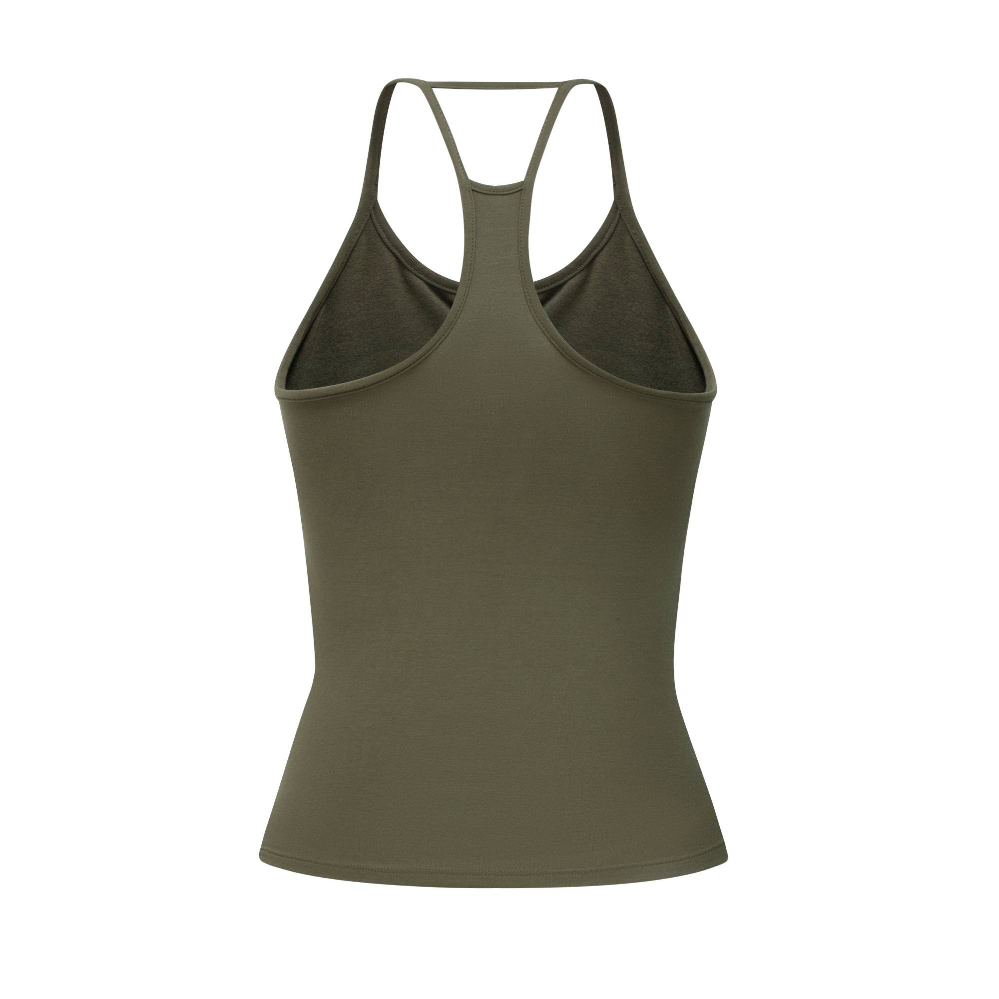 Soft Built-In Bra Halterneck Tank Top In Green