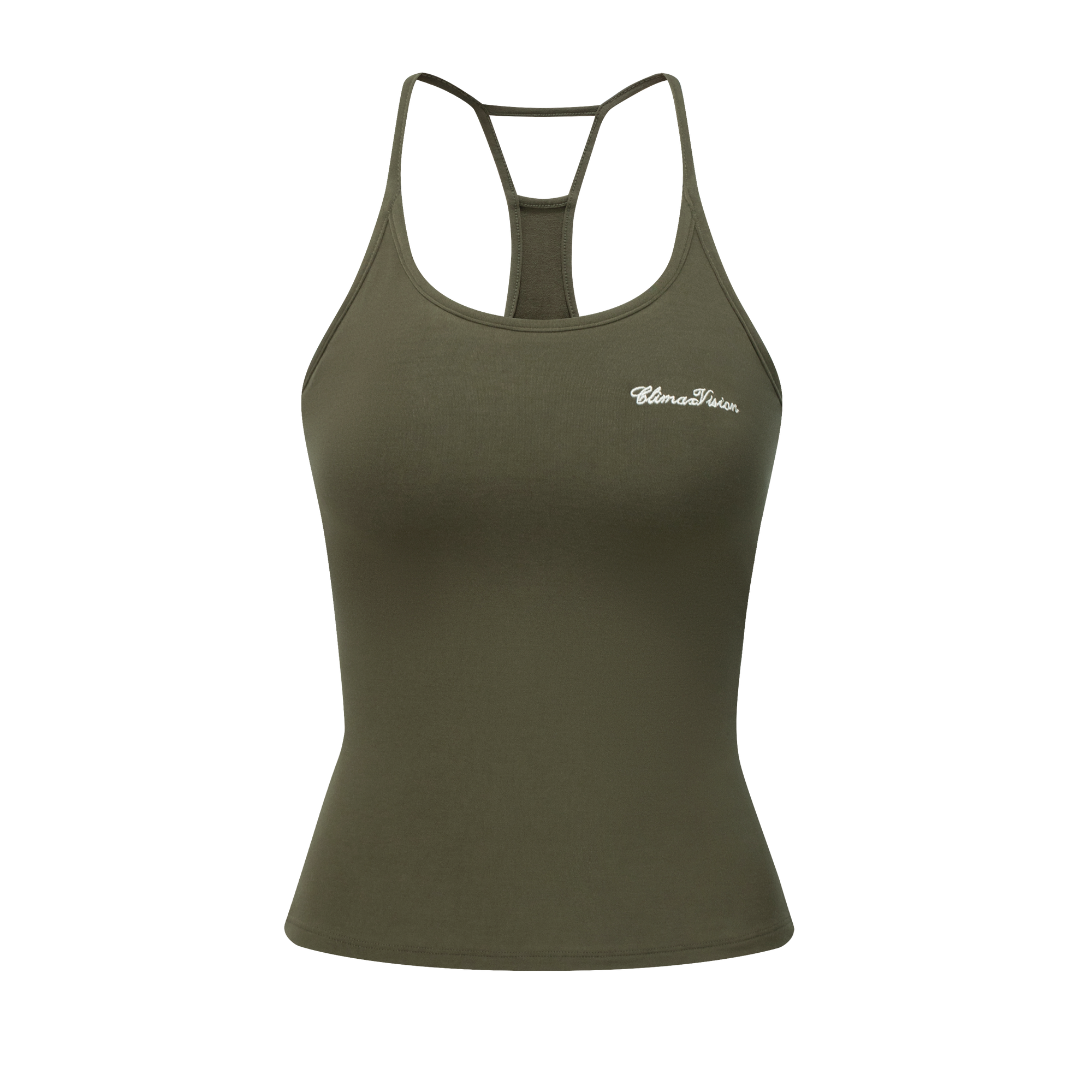 Soft Built-In Bra Halterneck Tank Top In Green