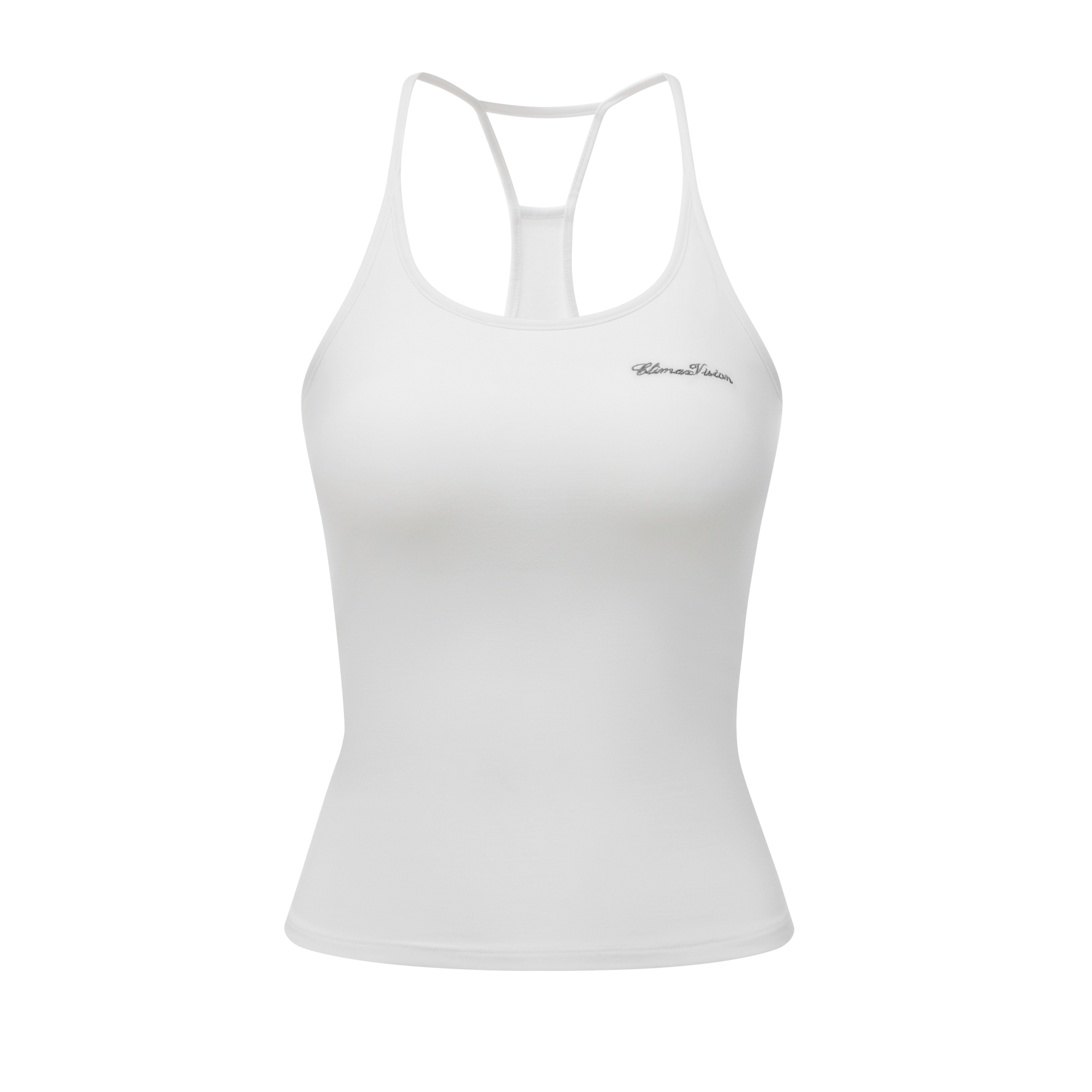 Soft Built-In Bra Halterneck Tank Top In White