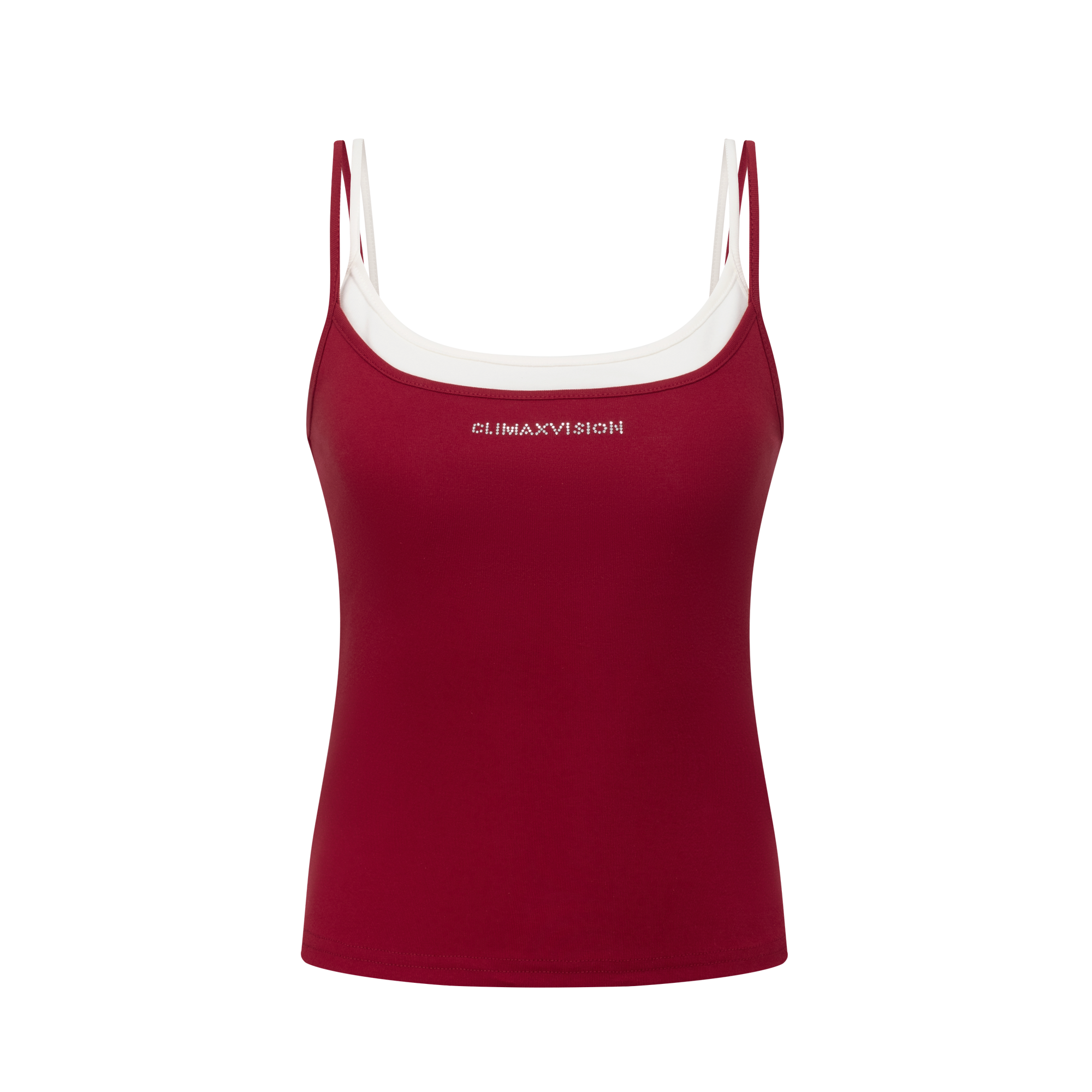 Burgundy red hot diamond fake two-piece sling