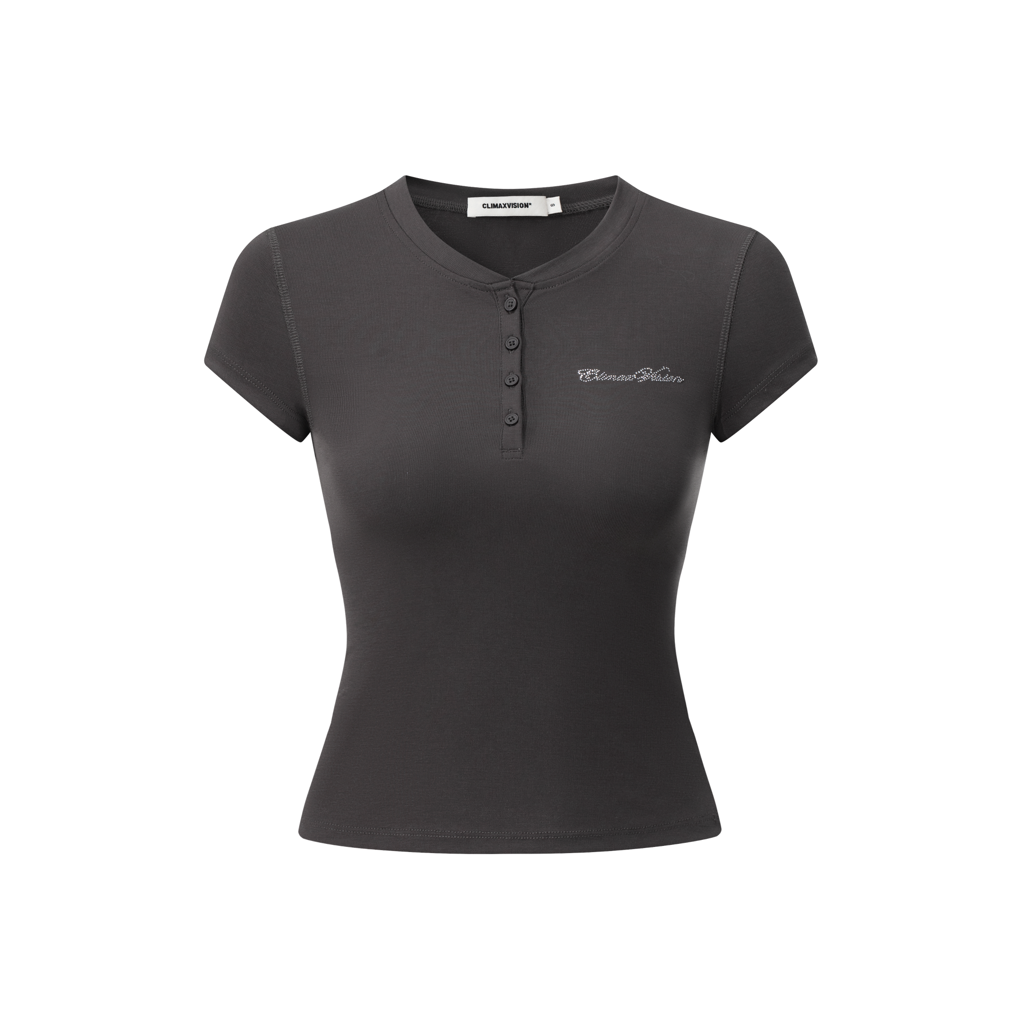 Fog Grey Stretch Henley Short Sleeves