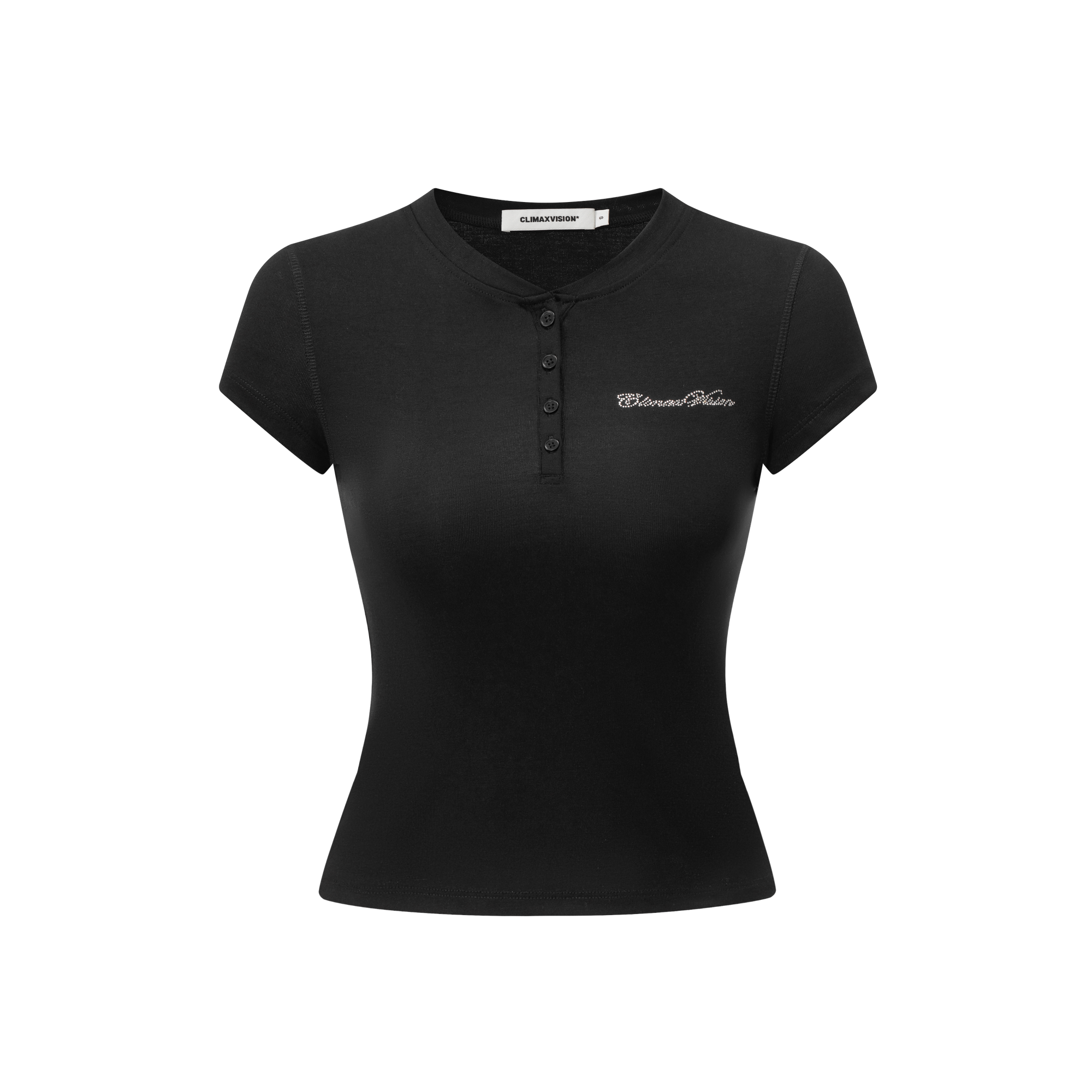 Black Stretch Henley Short Sleeves