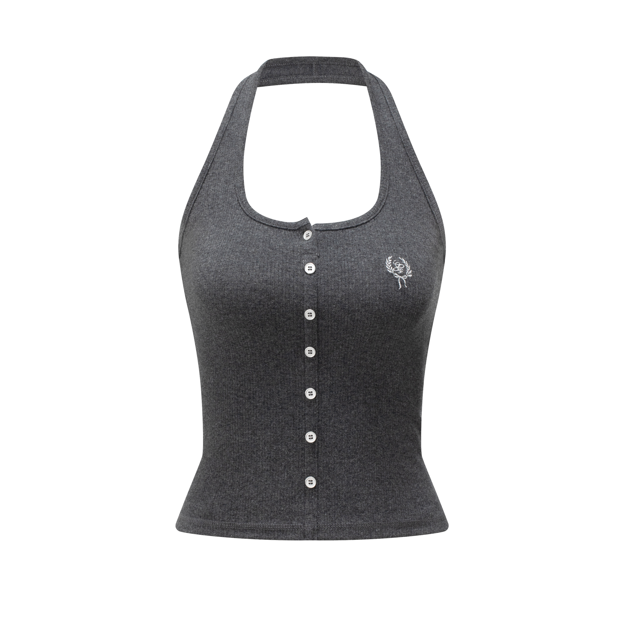 Dark Grey Stretch Halter Tank Top