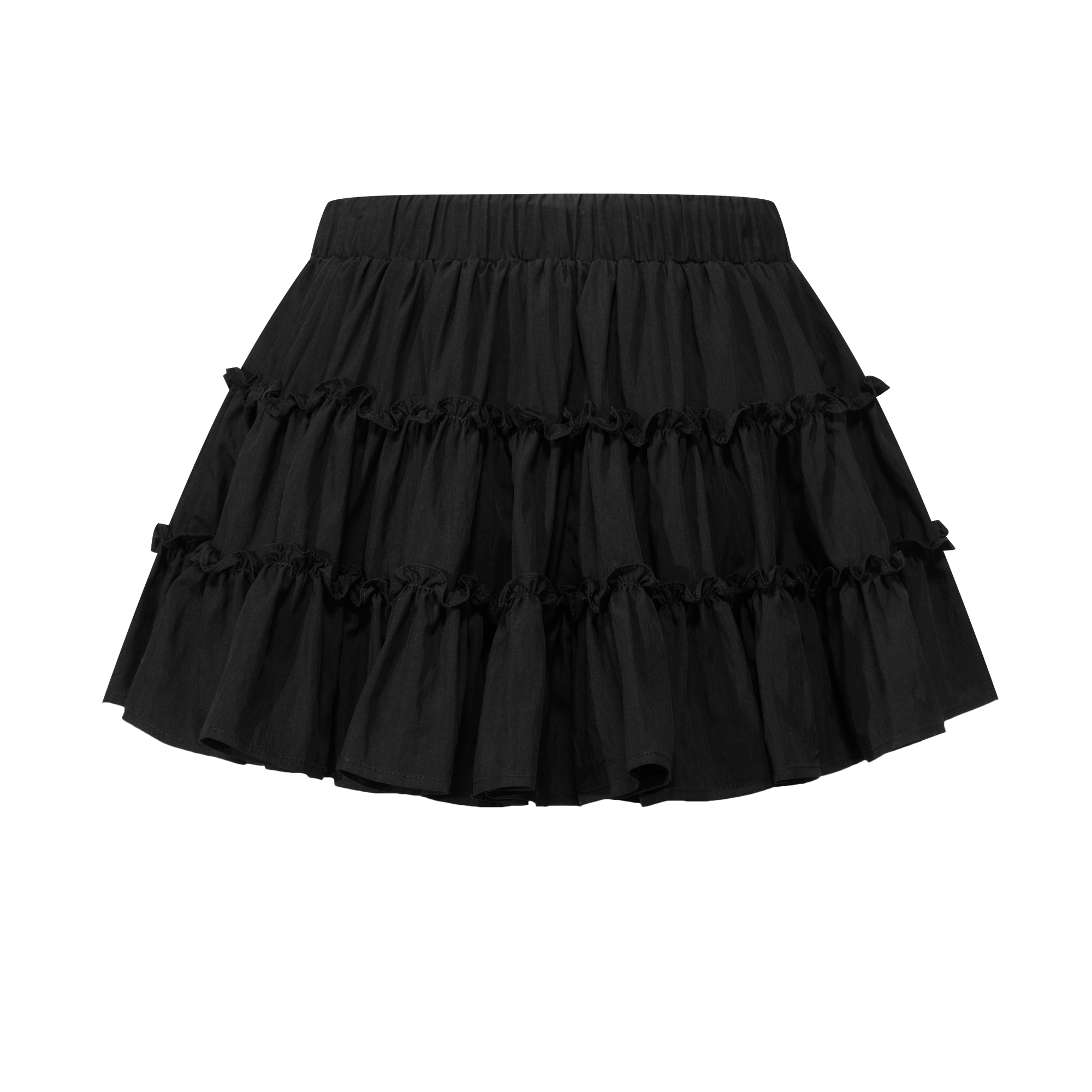 Black three-layer puffy cake skirt