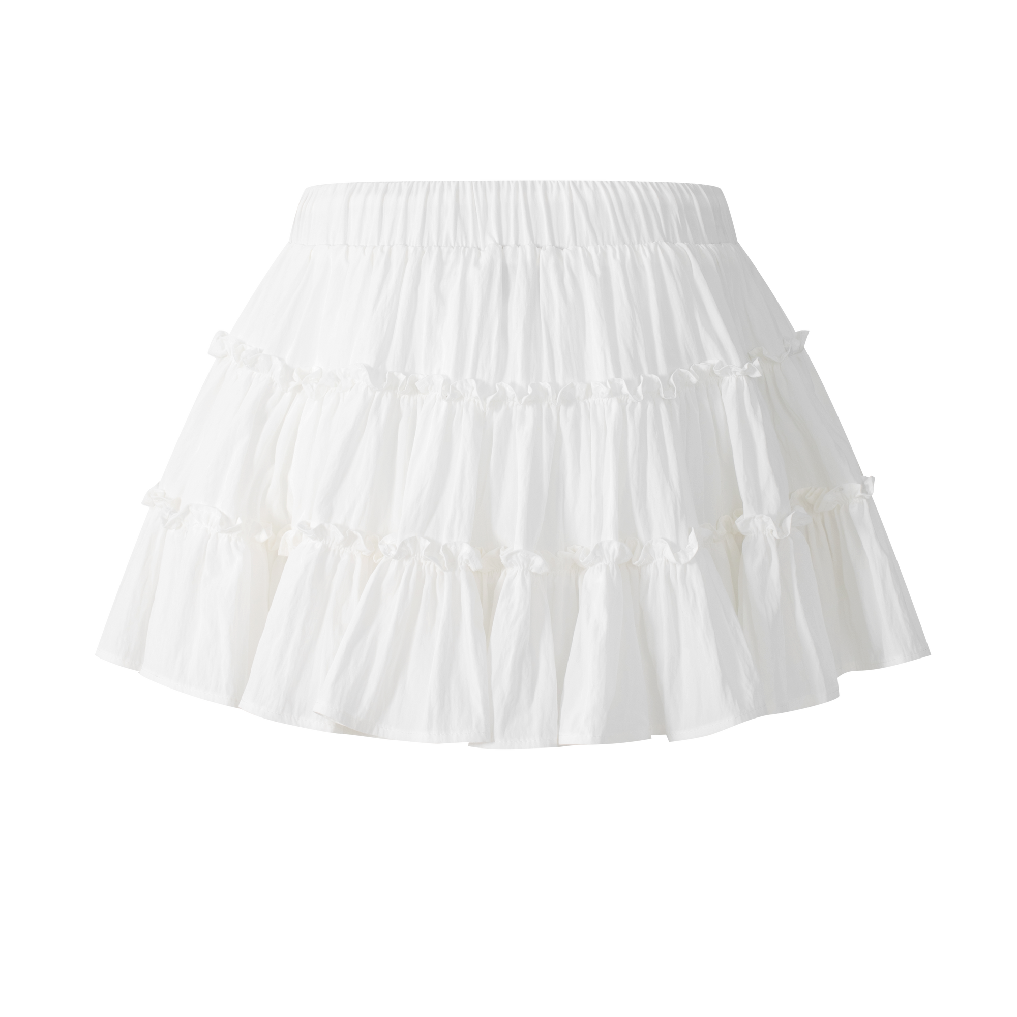 White three-layer puffy cake skirt