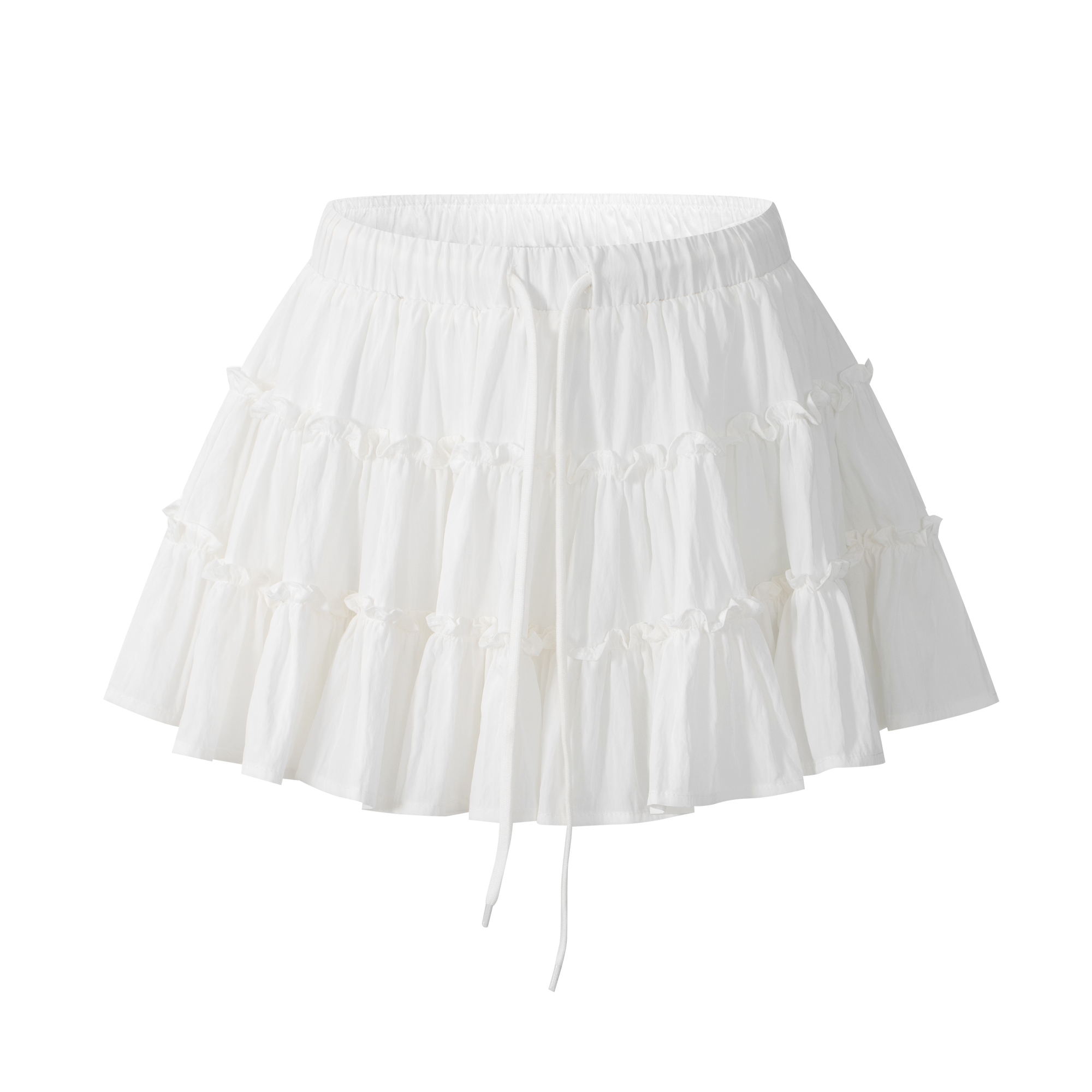 White three-layer puffy cake skirt