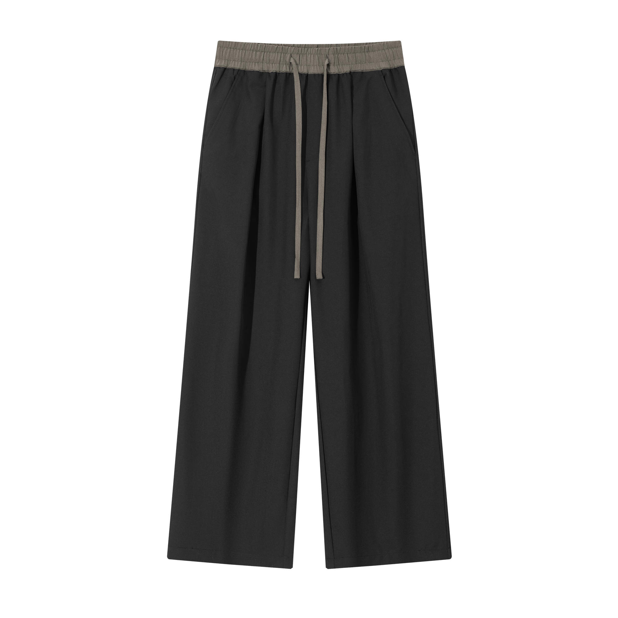 Black Contrast Drawstring Suit Trousers