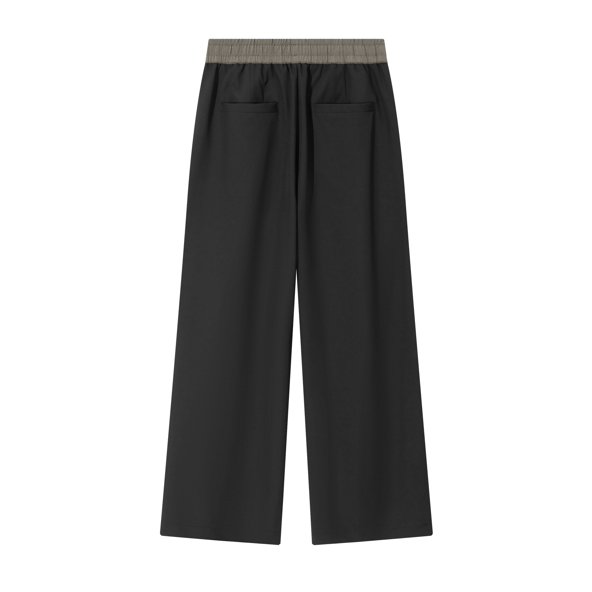 Black Contrast Drawstring Suit Trousers