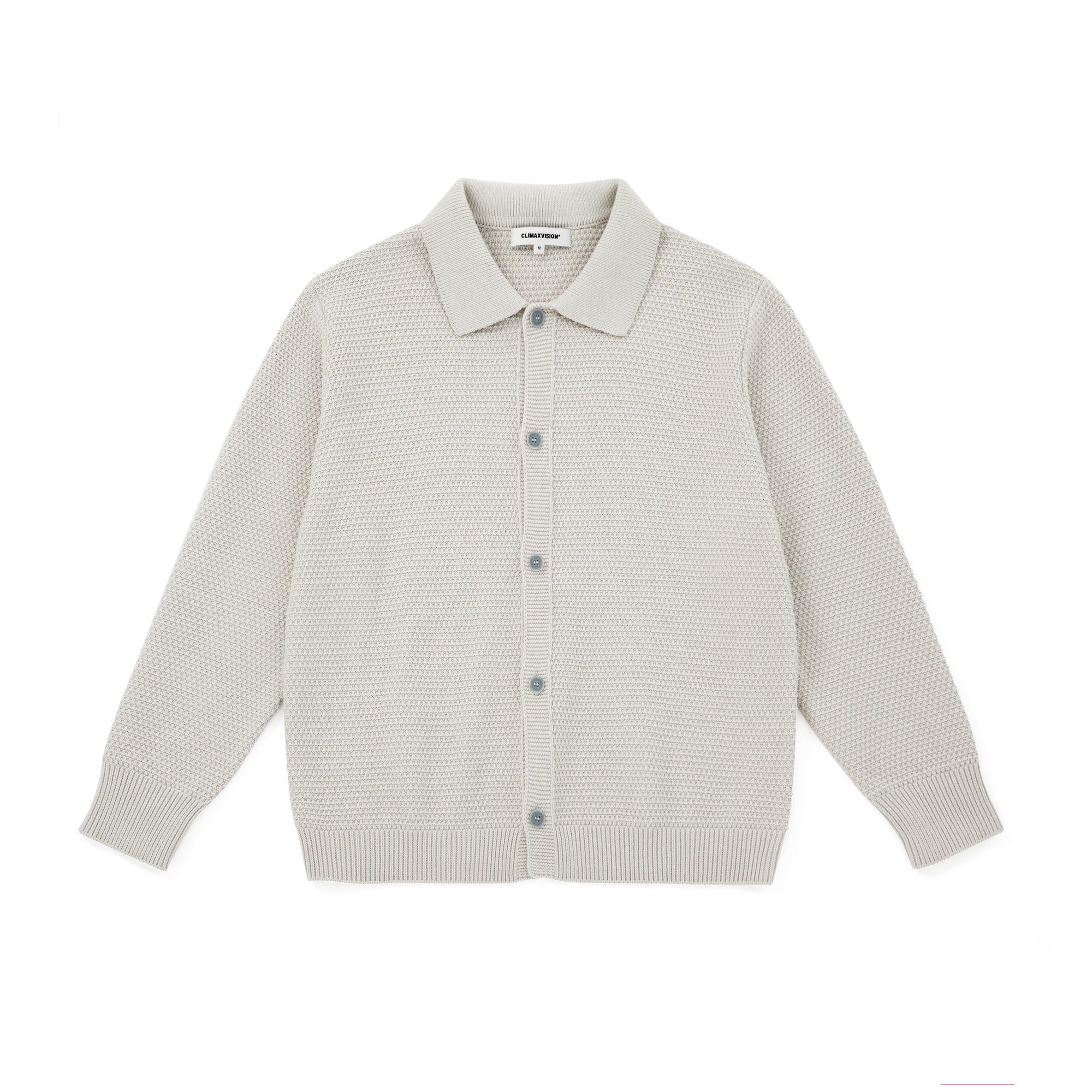 Beige Textured Relaxed Sweater Lapel Button Cardigan