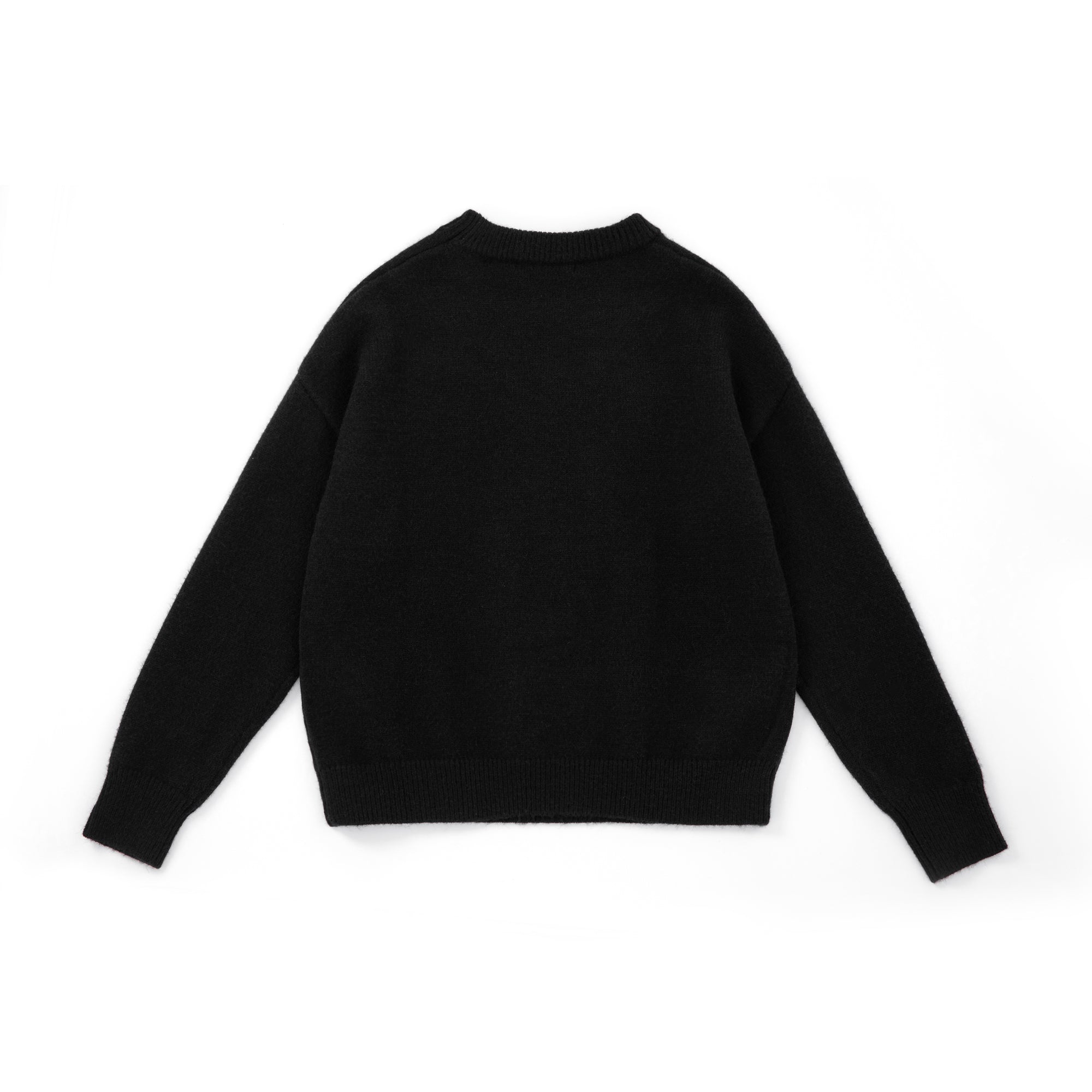 Plush Cartoon Puppy Jacquard Pullover Sweater In Black