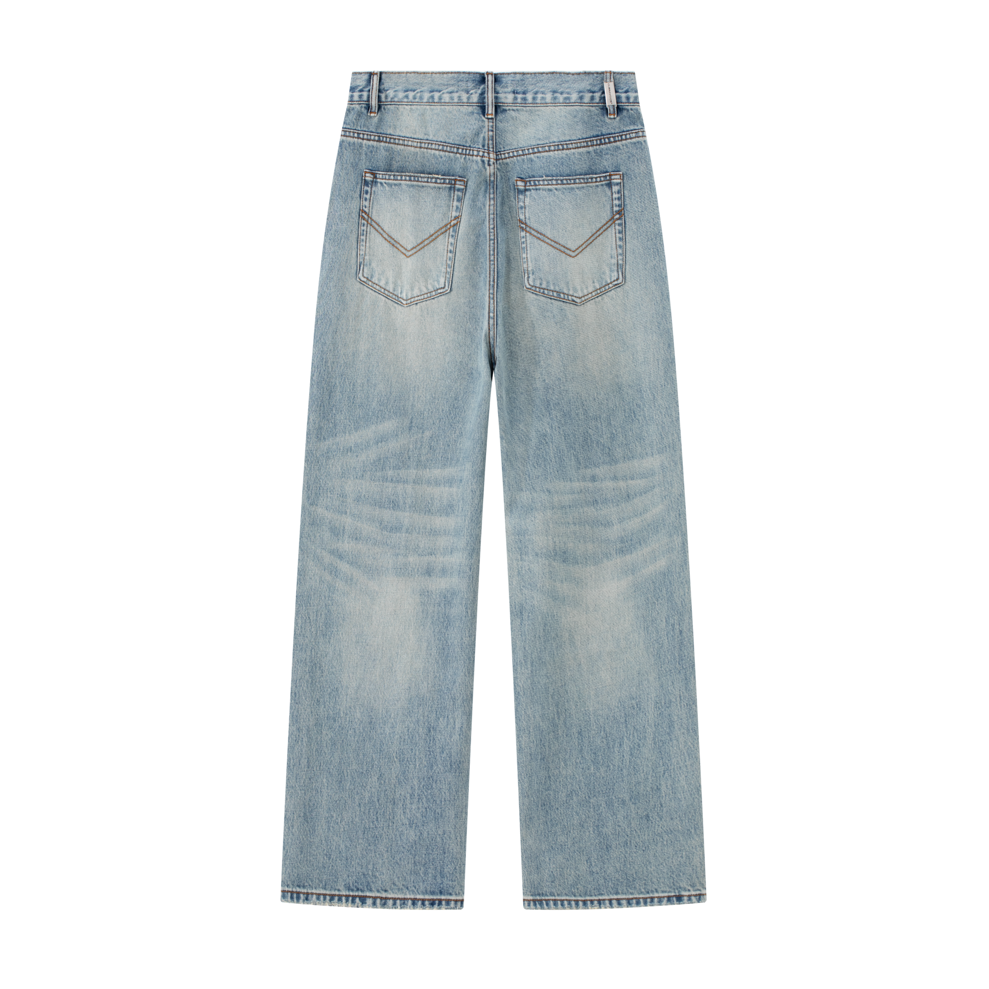 Blue Vintage Distressed Washed Wide-Leg Jeans