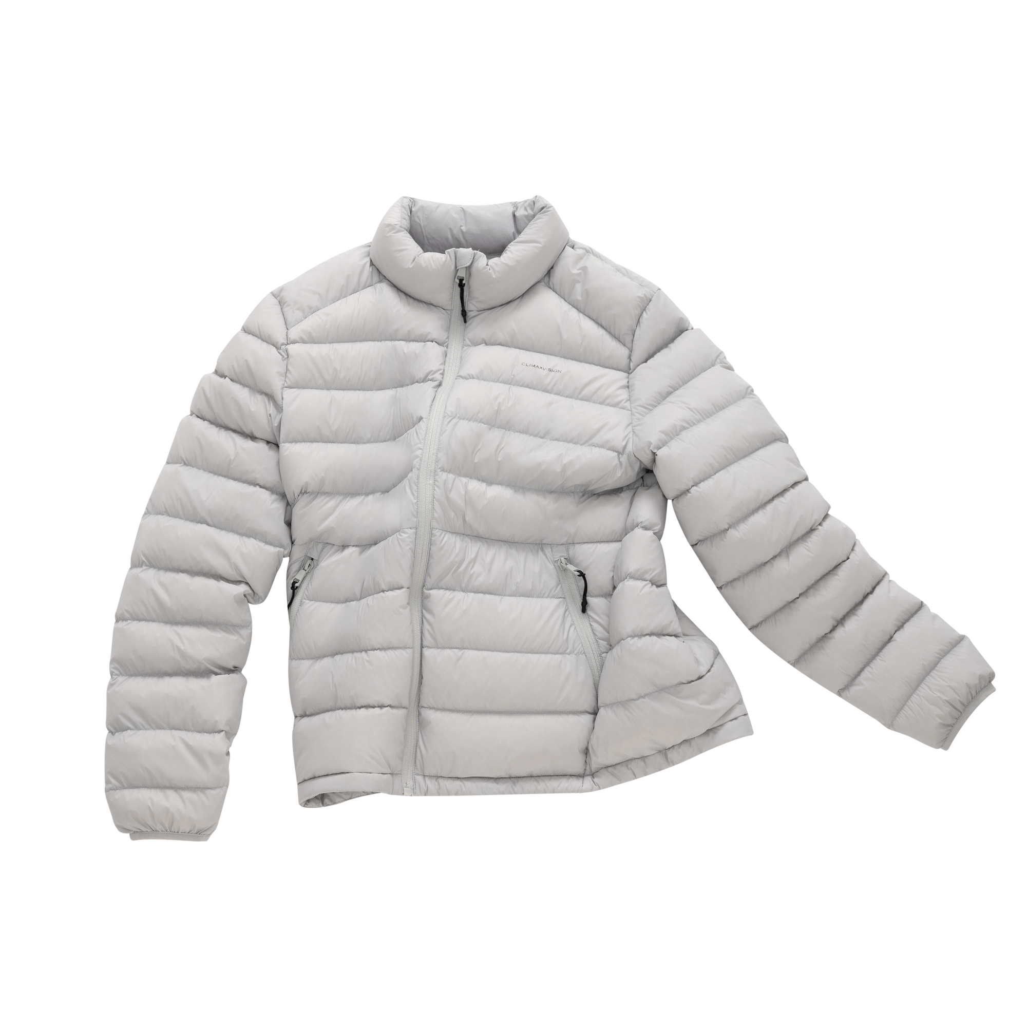 Grey Lightweight Cloud-like Ribbed Stand Collar Warm Down Jacket