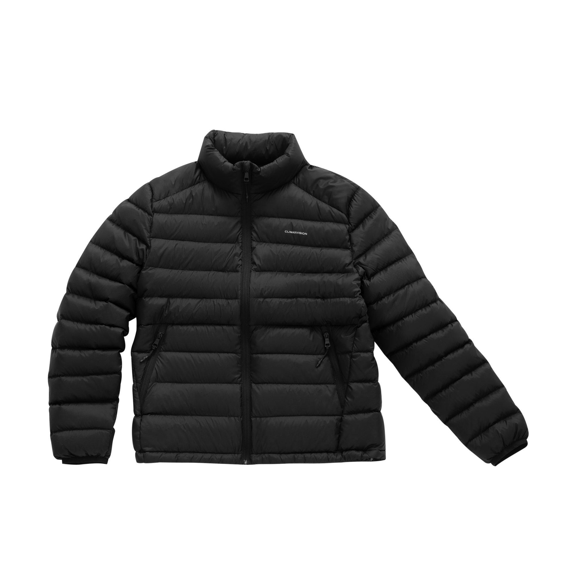 Black Lightweight Cloud-Feel Ribbed Stand Collar Warm Down Jacket