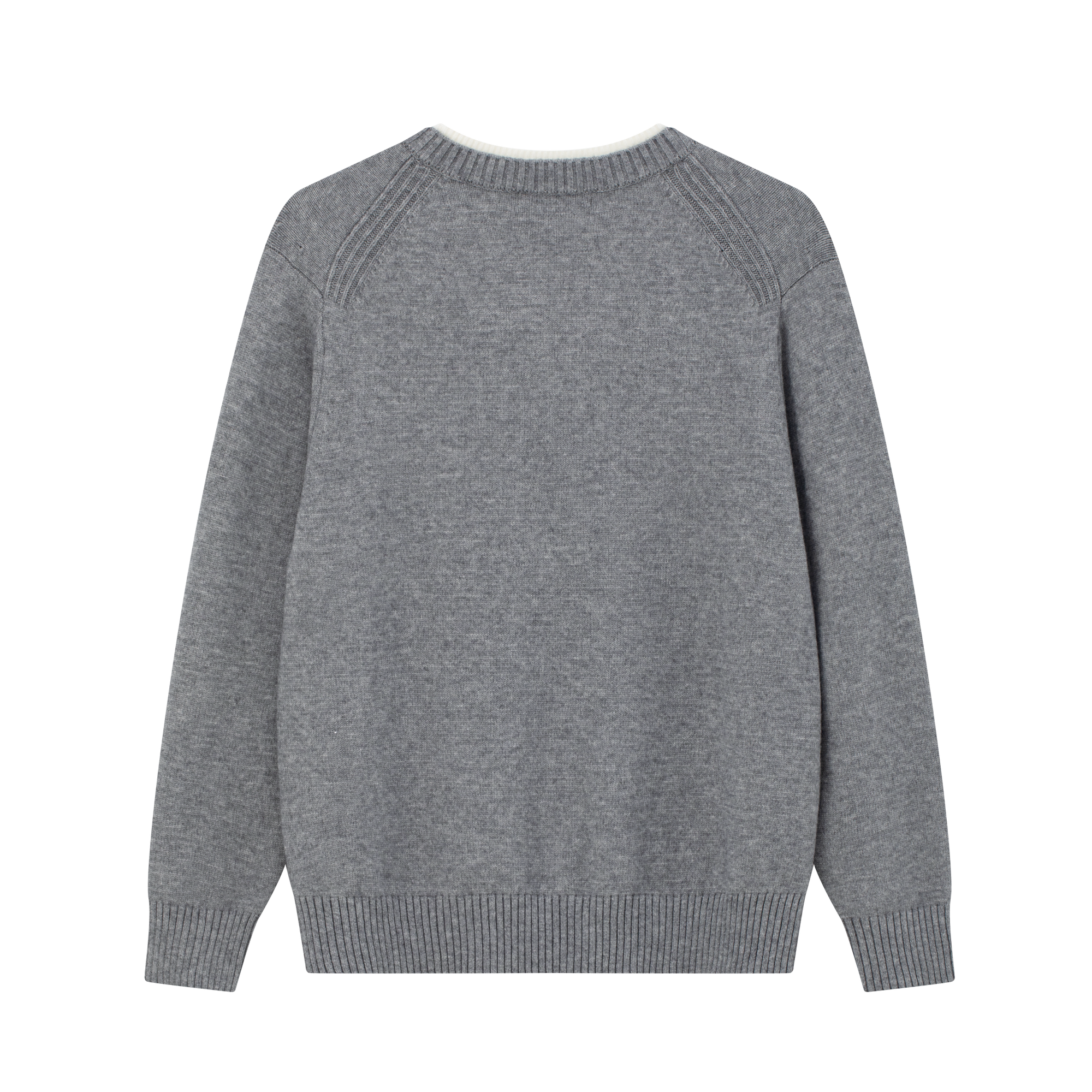 Sheep Wool Blend V-neck Fake Two-piece Knit Sweater In Grey