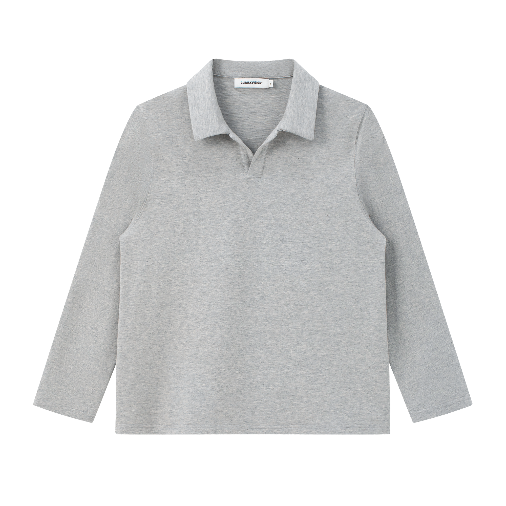 Gray Cuban Shirt Collar Casual Loose Long Sleeves