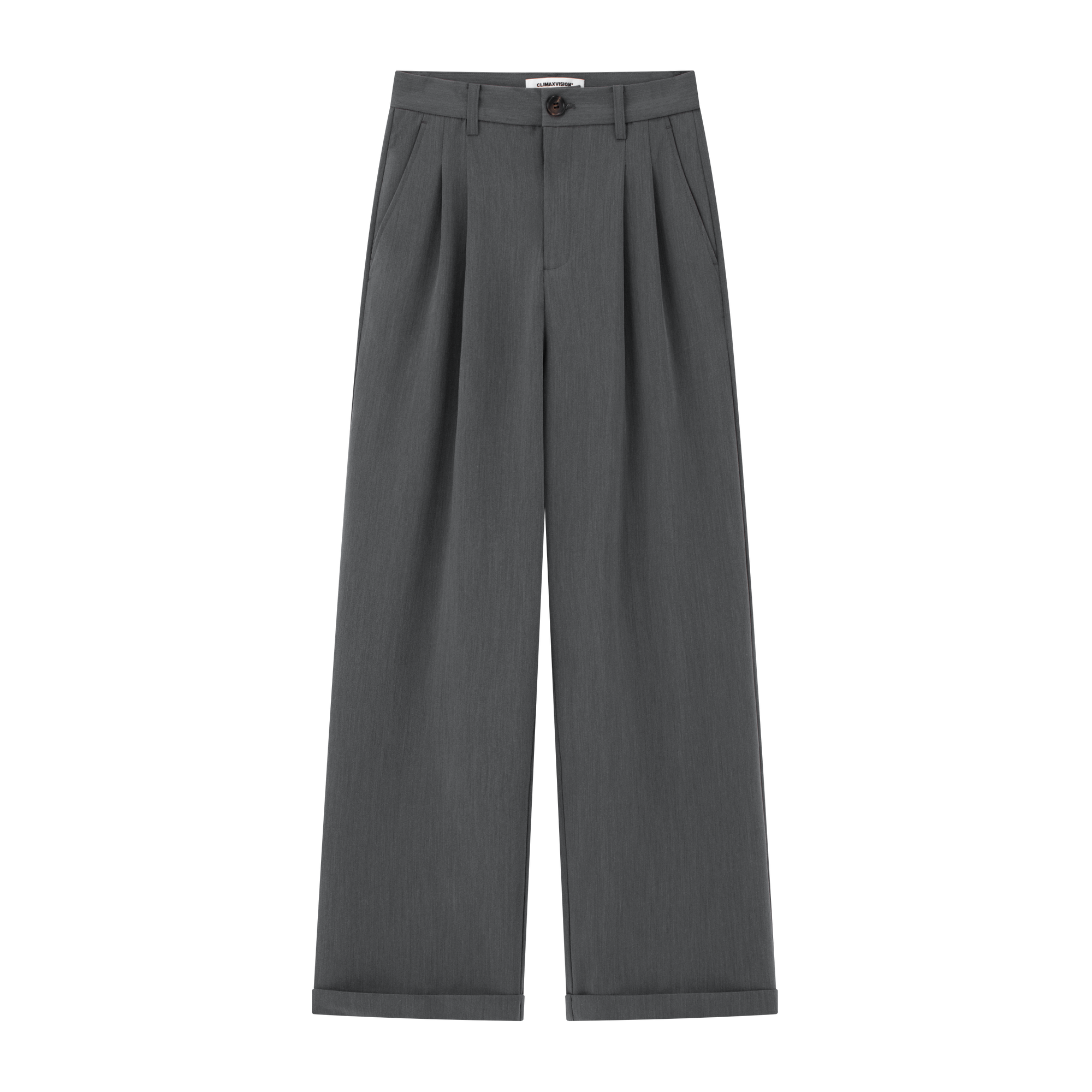 Gray Wrinkle-resistant Drape Straight-leg Trousers