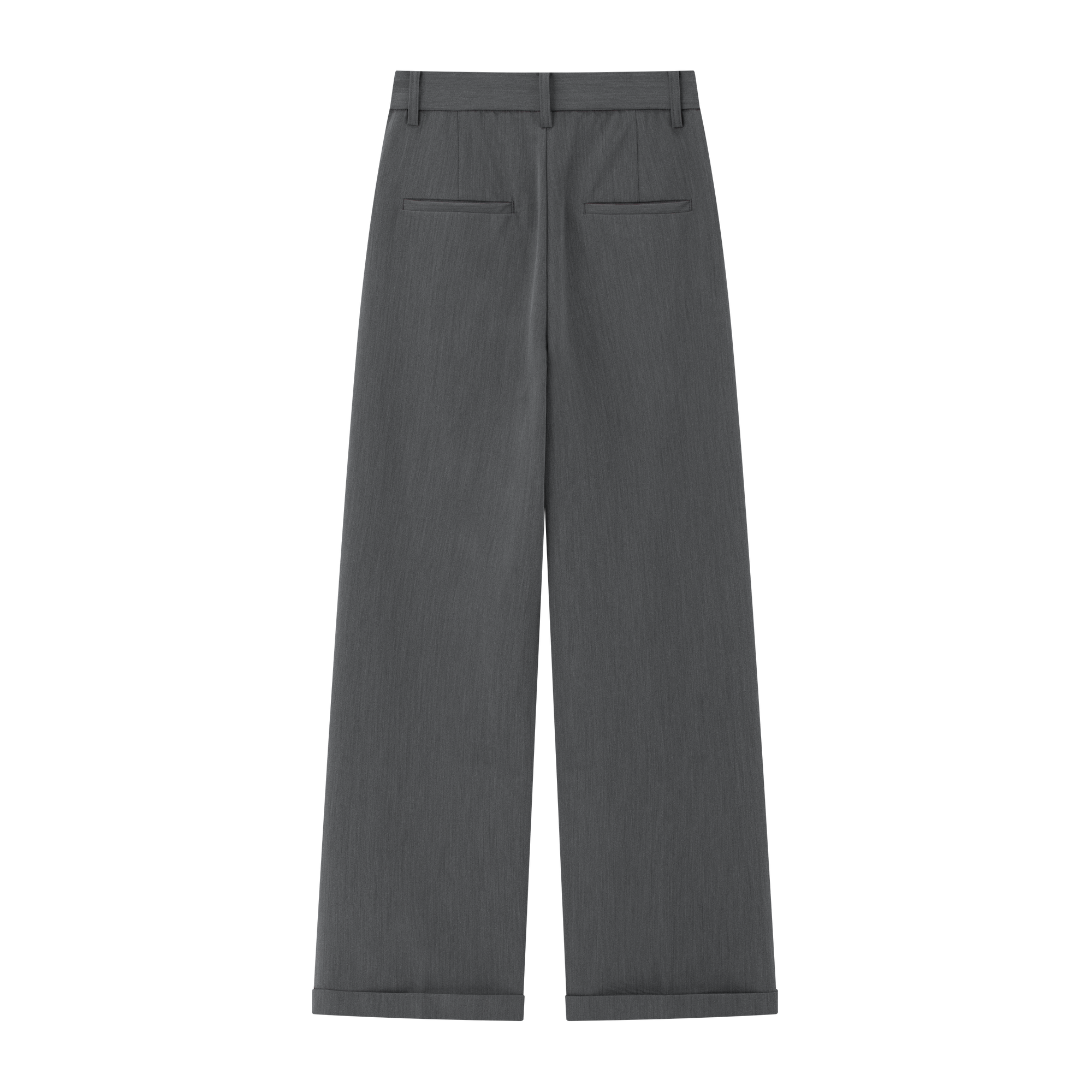 Gray Wrinkle-resistant Drape Straight-leg Trousers