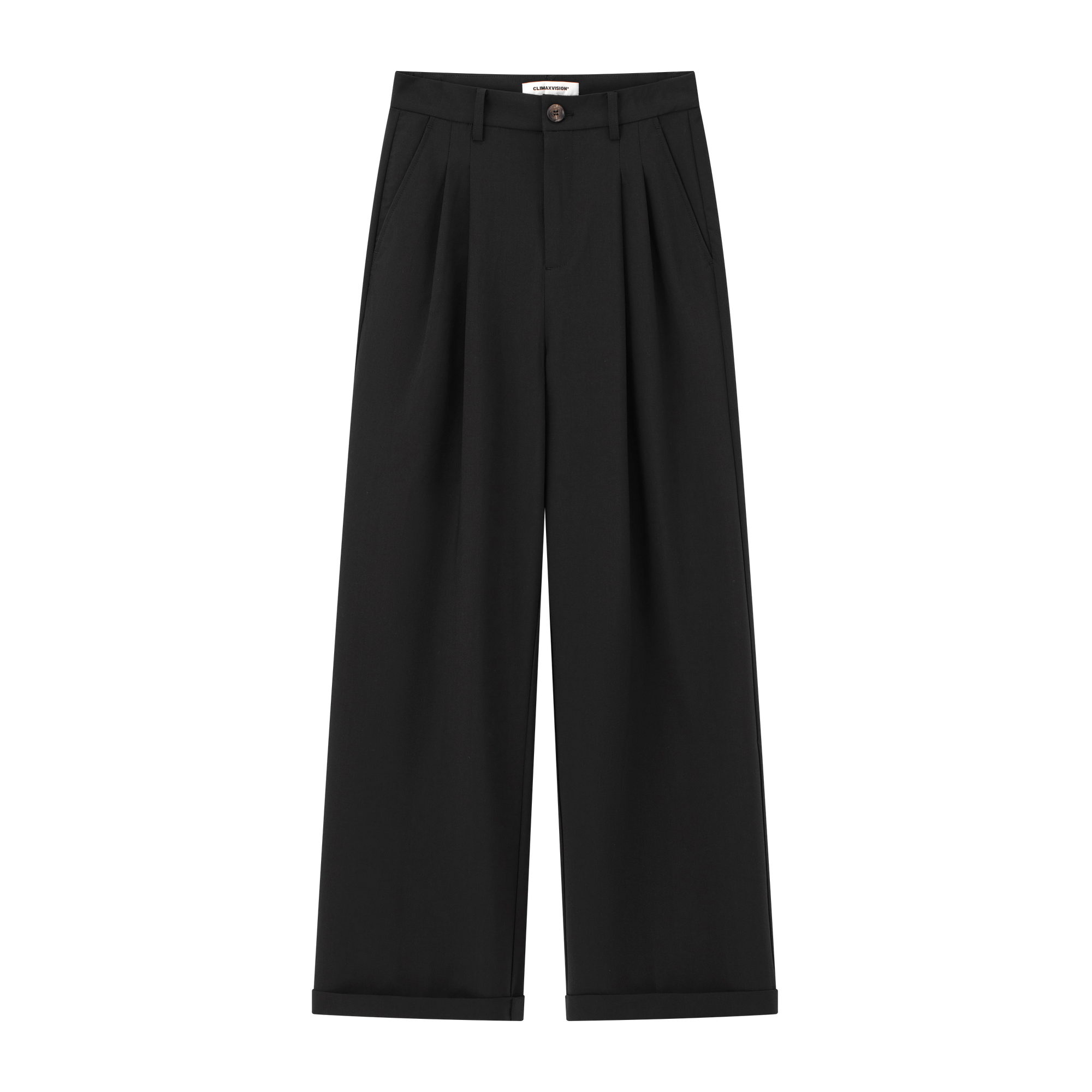 Black Wrinkle-resistant Drape Straight-leg Trousers