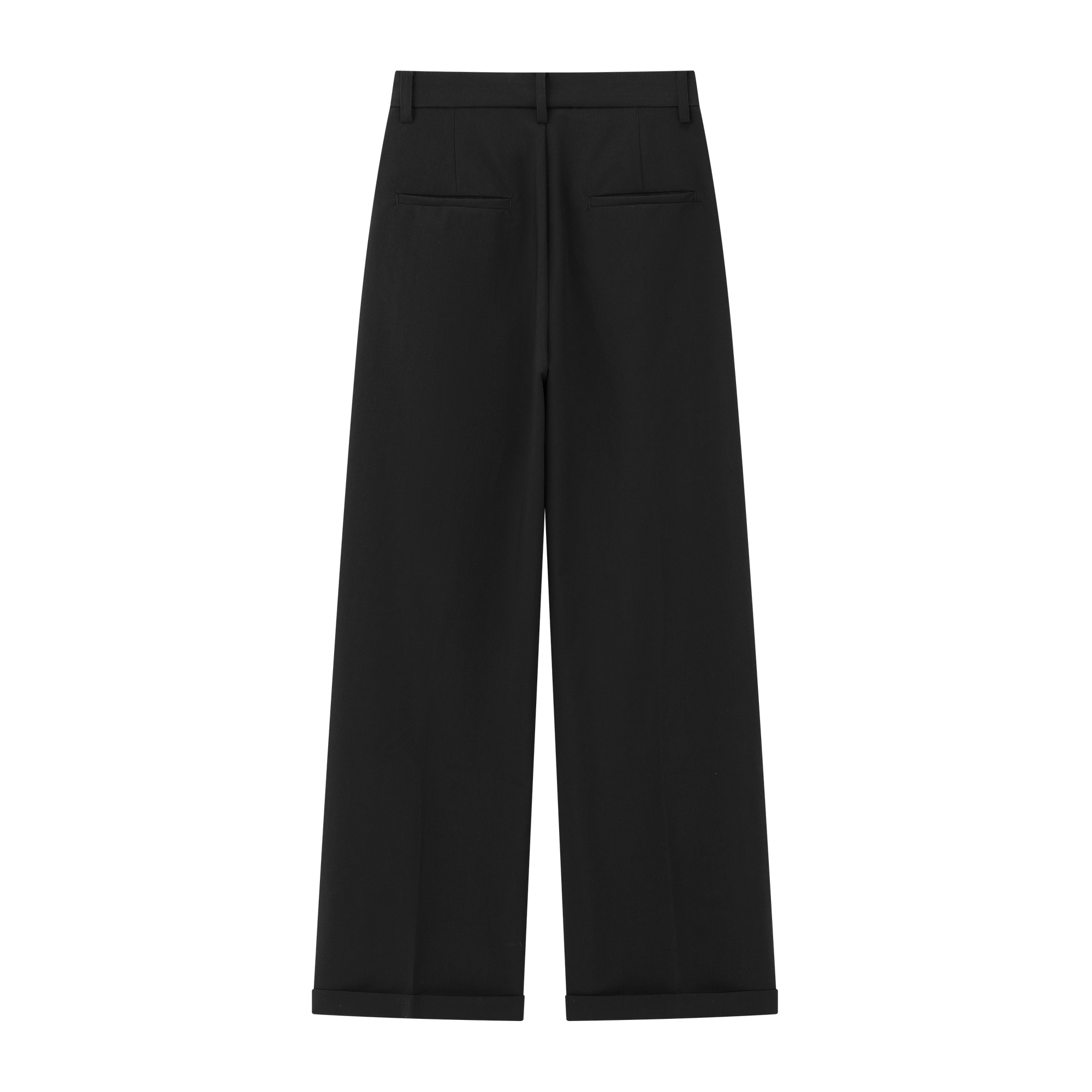 Black Wrinkle-resistant Drape Straight-leg Trousers
