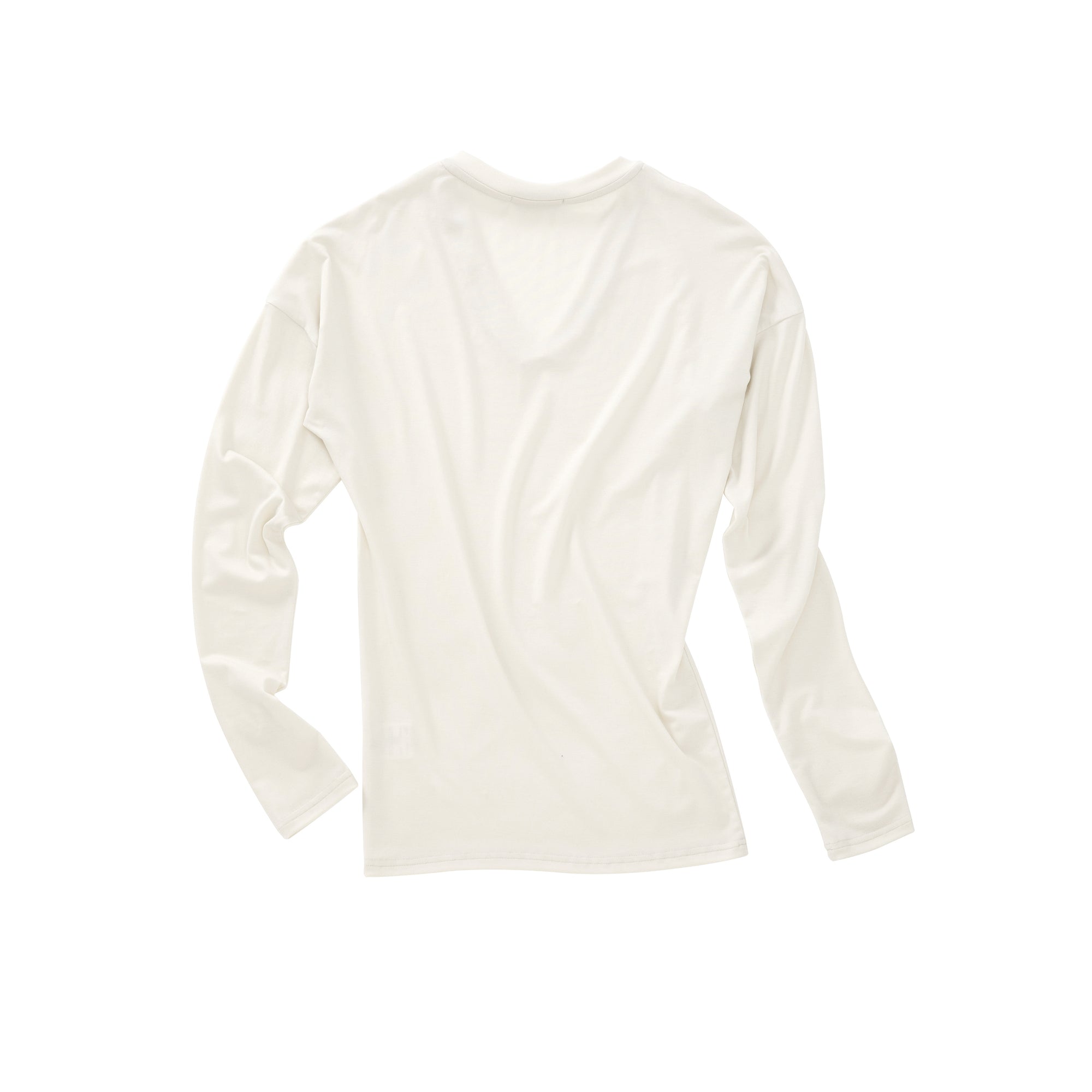 White Lyocell Tencel V-neck Lazy Stacked Slim Long Sleeve