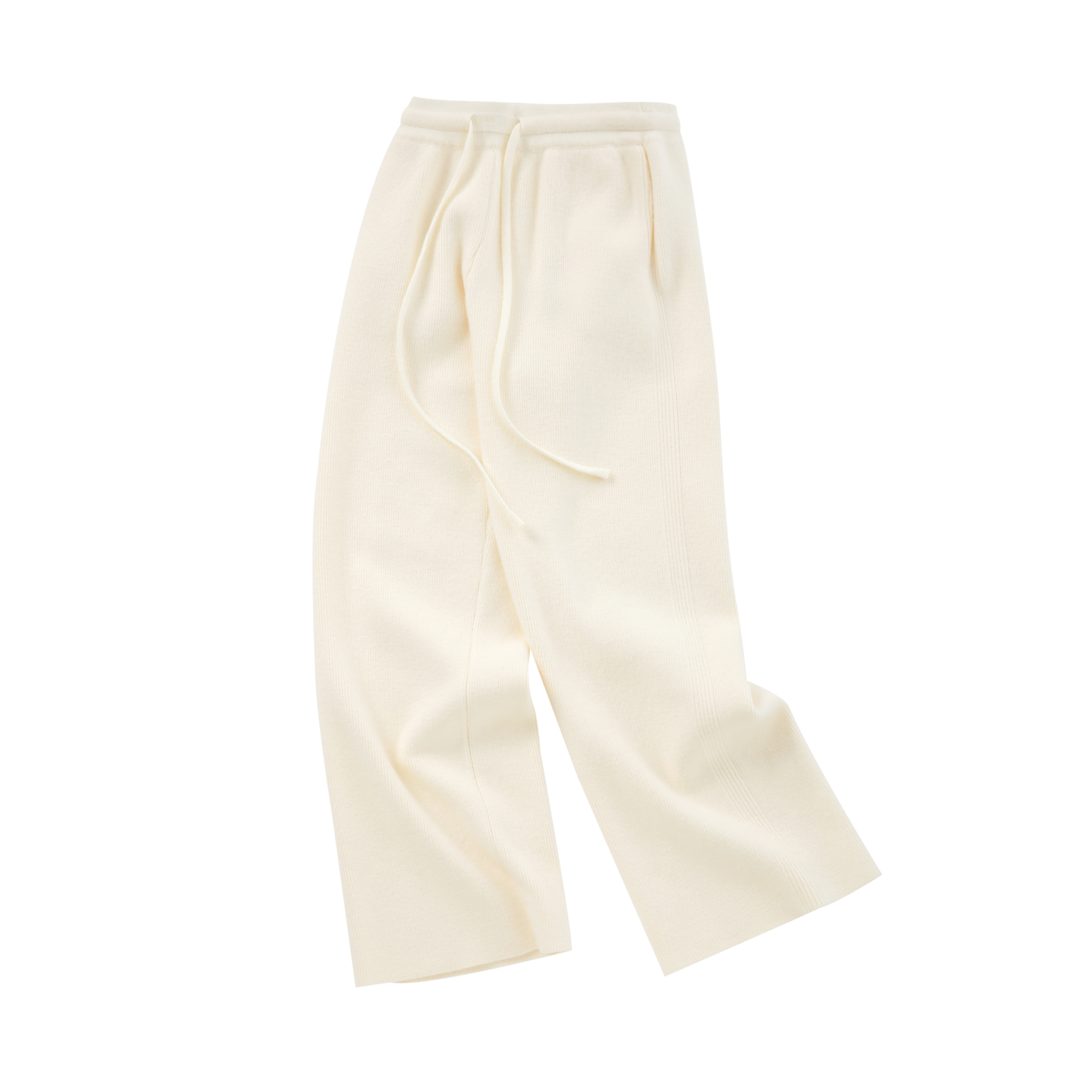Beige Arctic Fleece Thickened Warm Casual Straight Leg Trousers