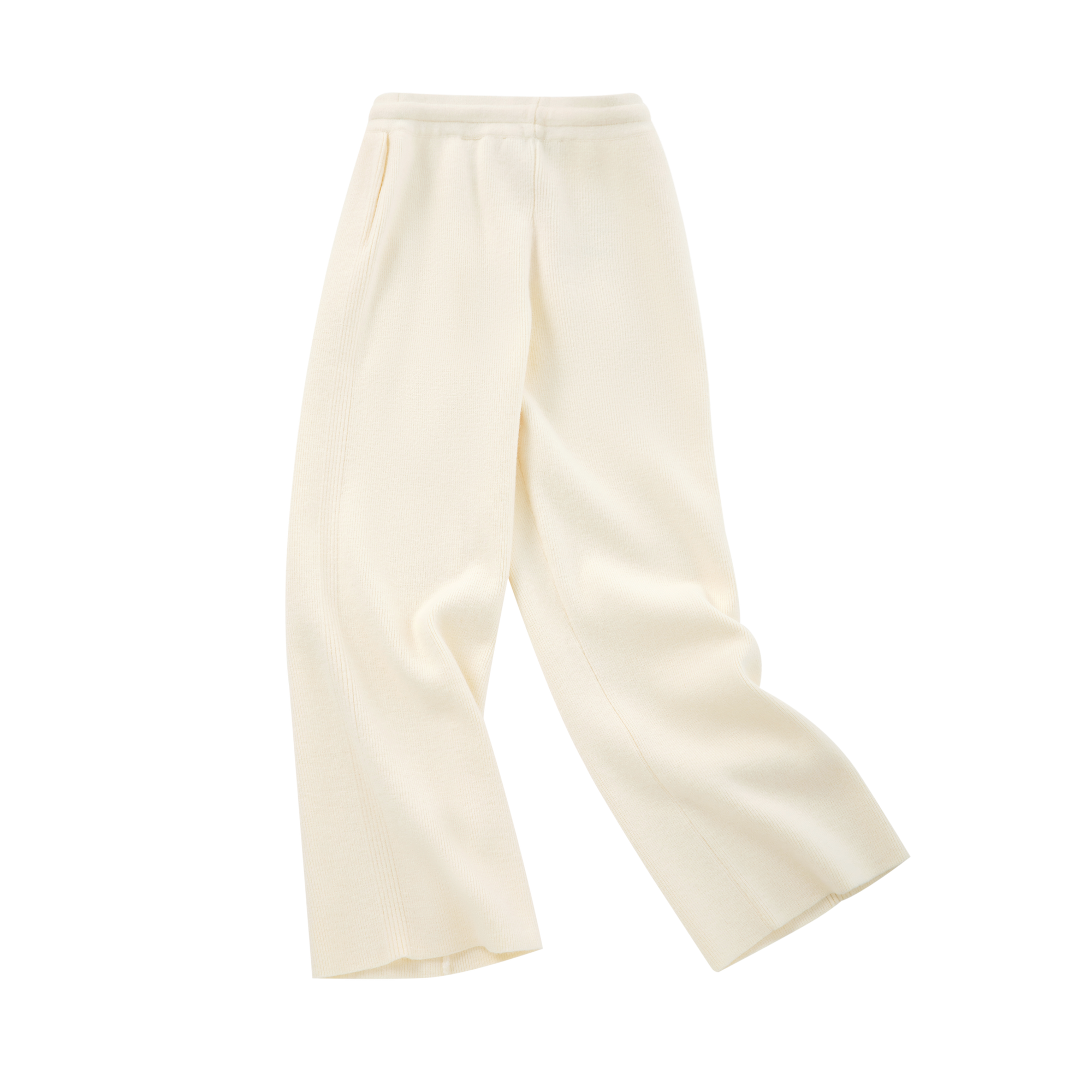 Beige Arctic Fleece Thickened Warm Casual Straight Leg Trousers