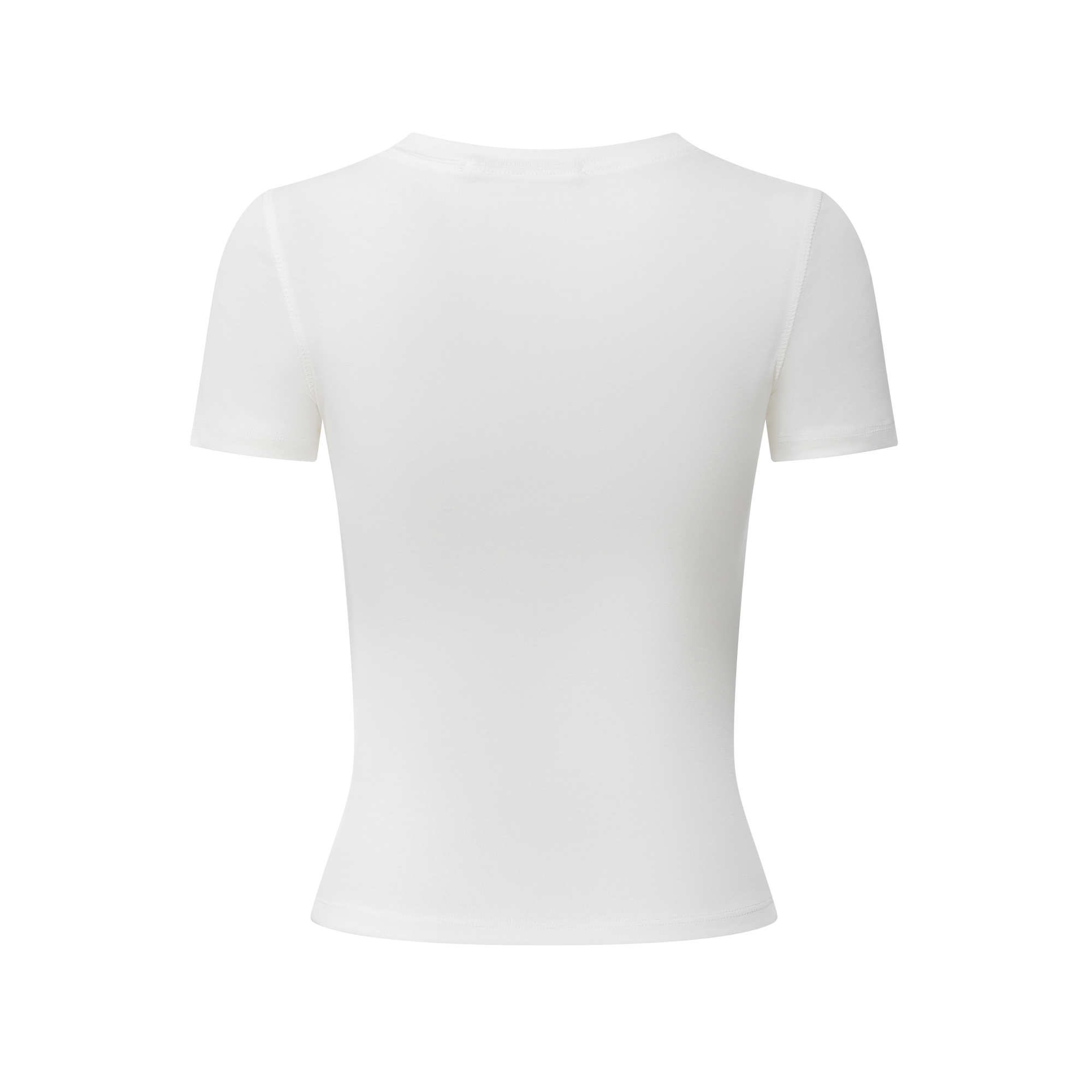White Cross-Flower Basic All-Match Hourglass Waist Short-Sleeved T-Shirt