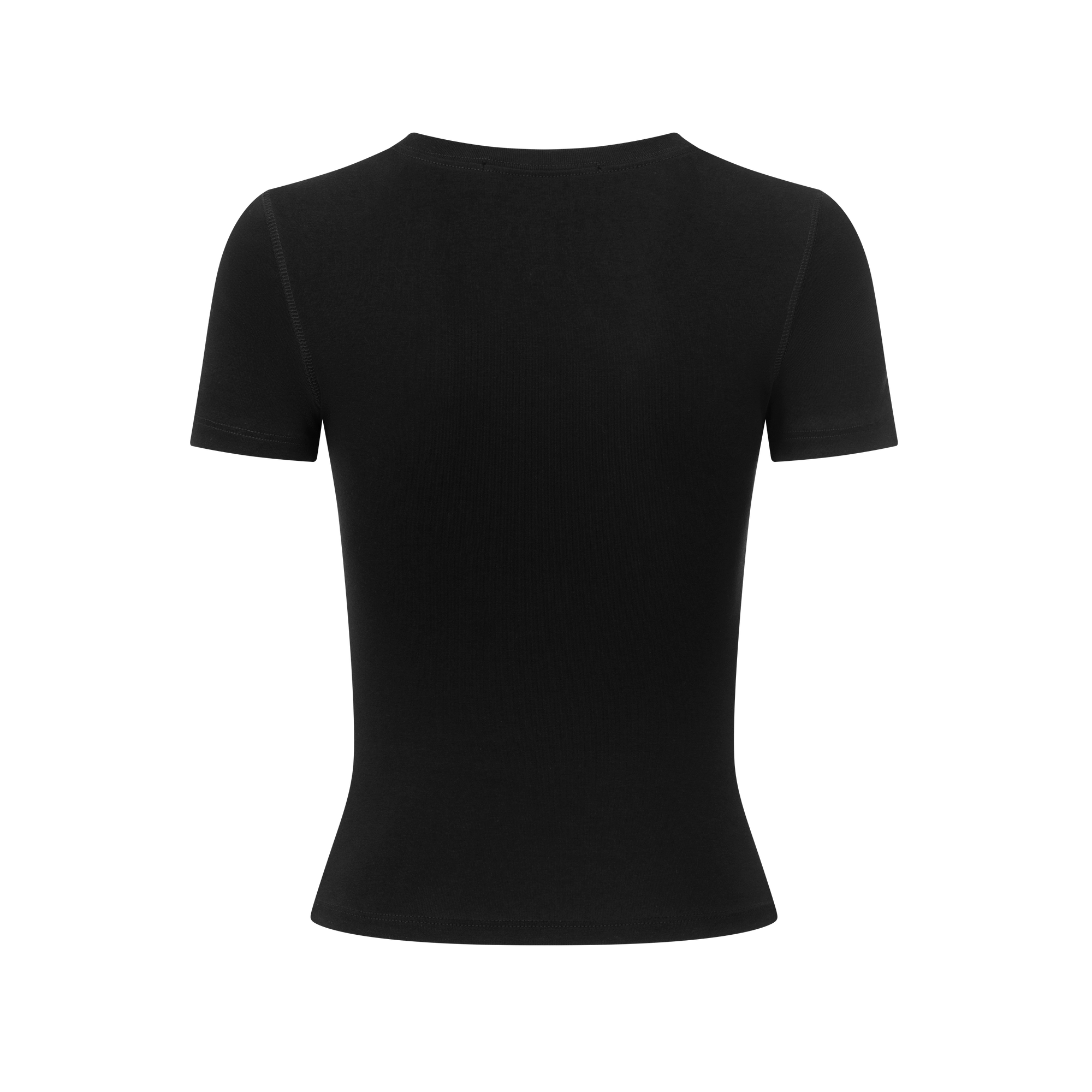 Black Cross-Flower Basic All-Match Hourglass Waist Short-Sleeved T-Shirt