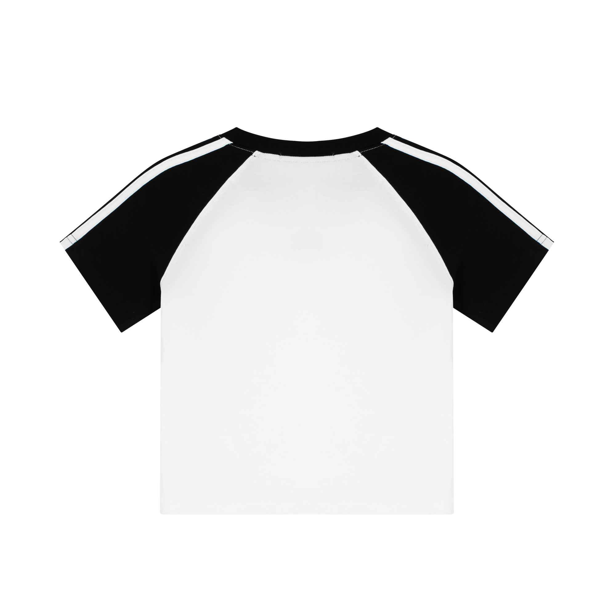 Black And White C-shaped Contrast Striped Shoulder Short sleeves