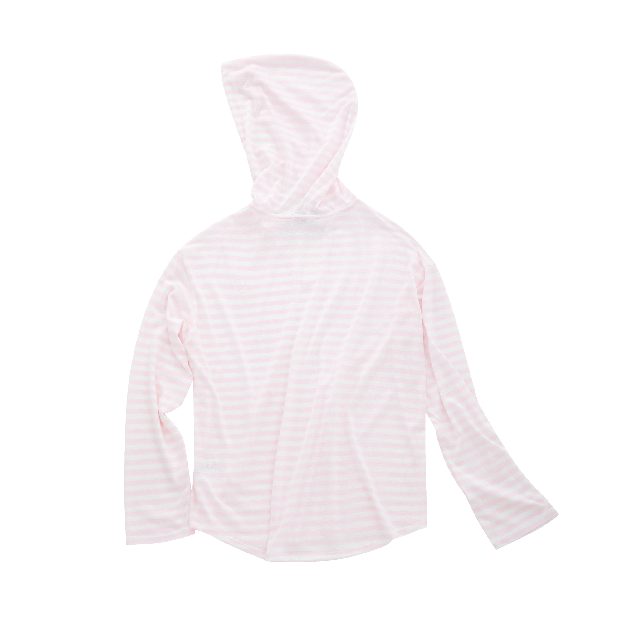 Pink Snowflake Texture Striped Hooded Long-Sleeve