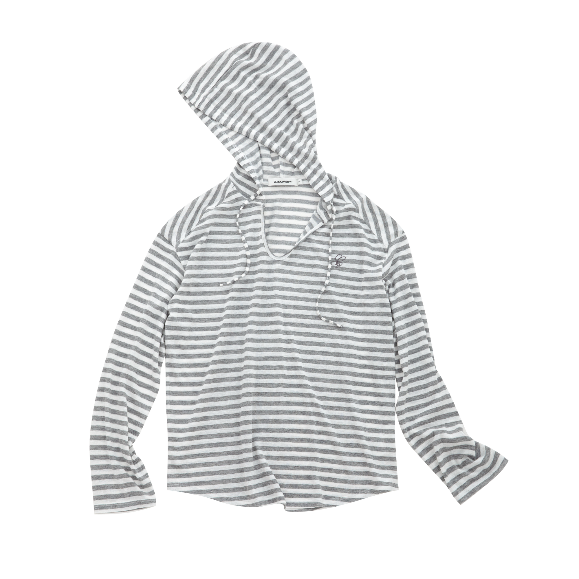 Grey Snowflake Texture Striped Hooded Long-Sleeve