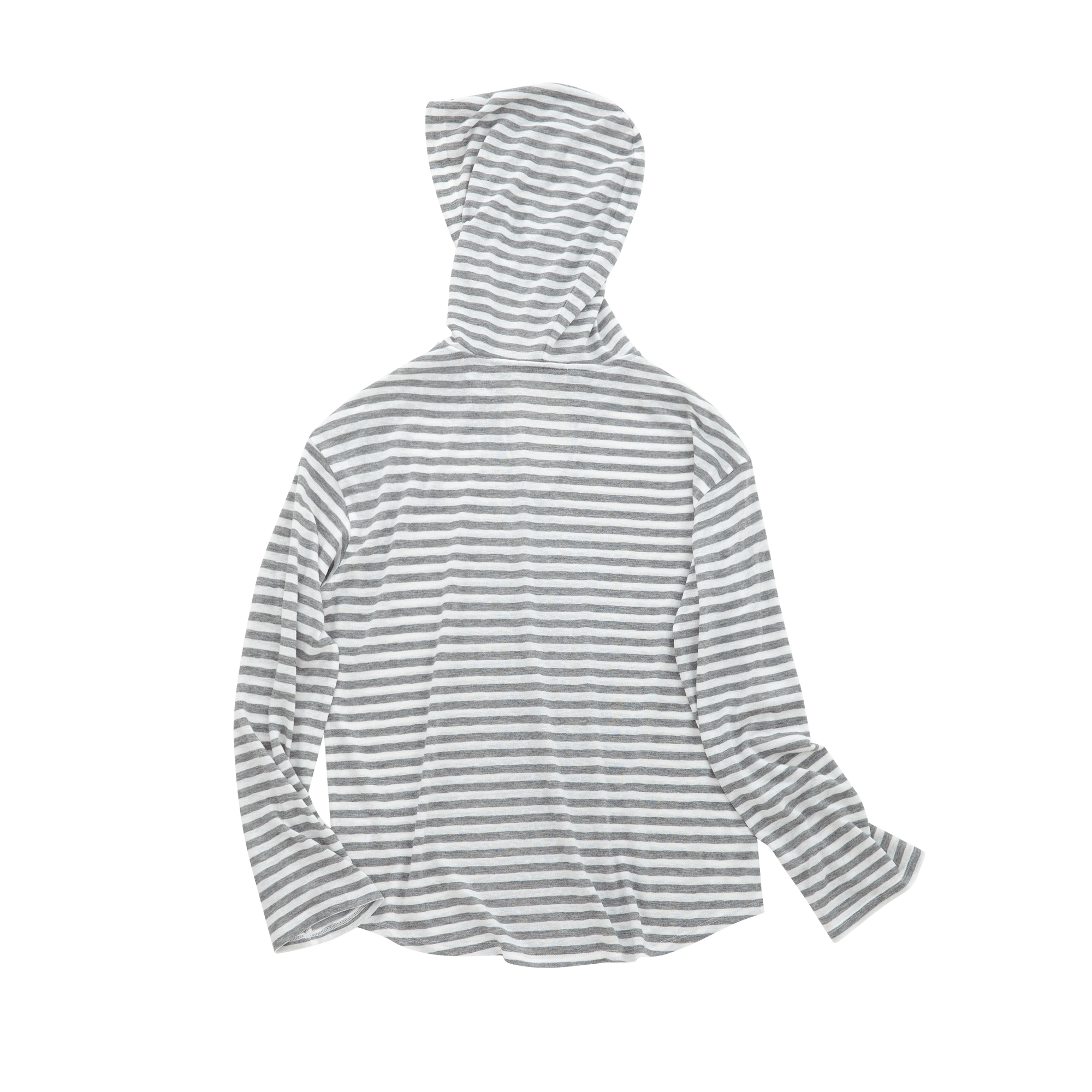 Grey Snowflake Texture Striped Hooded Long-Sleeve