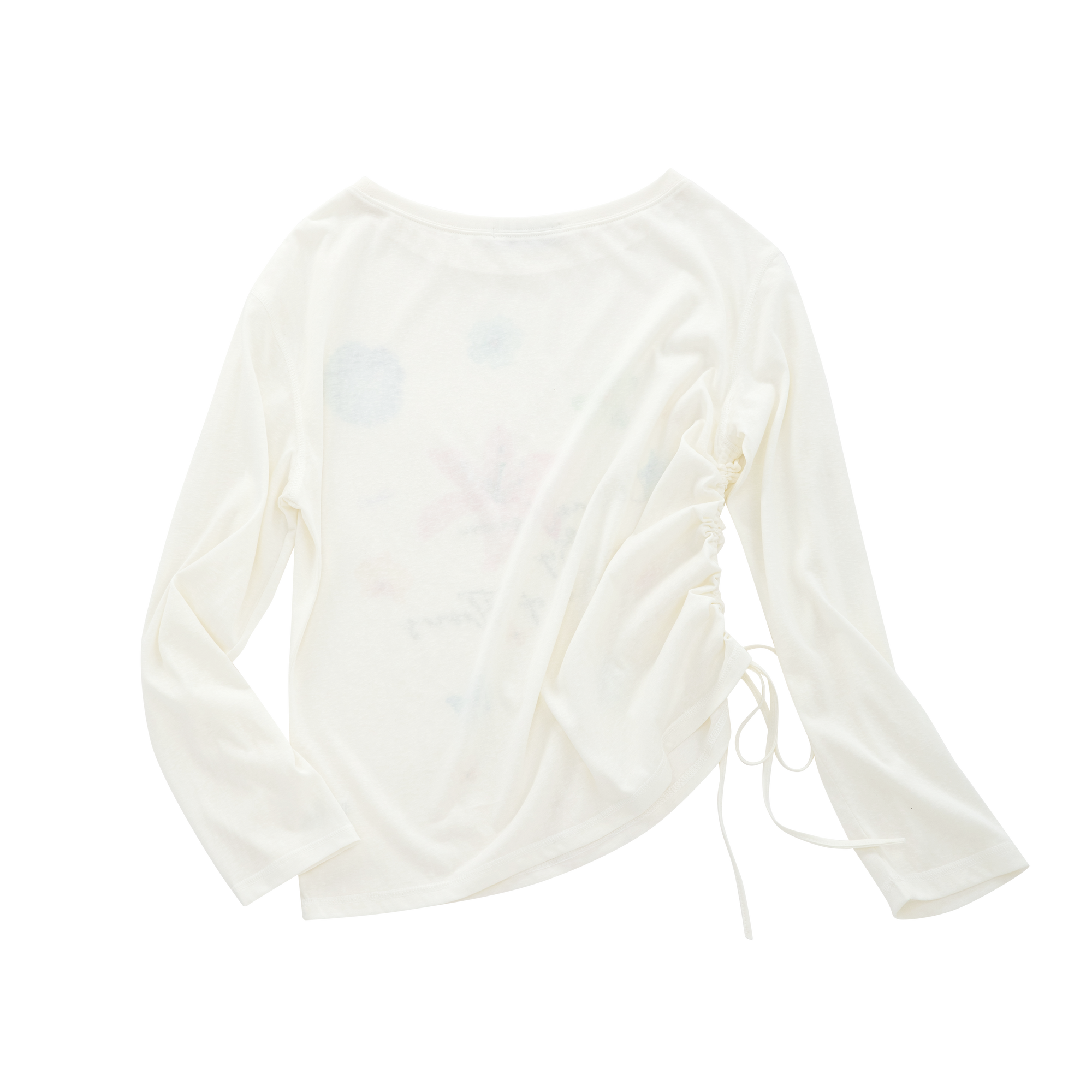 Beige Lyocell Floral Rhinestone Off-Shoulder Long Sleeve