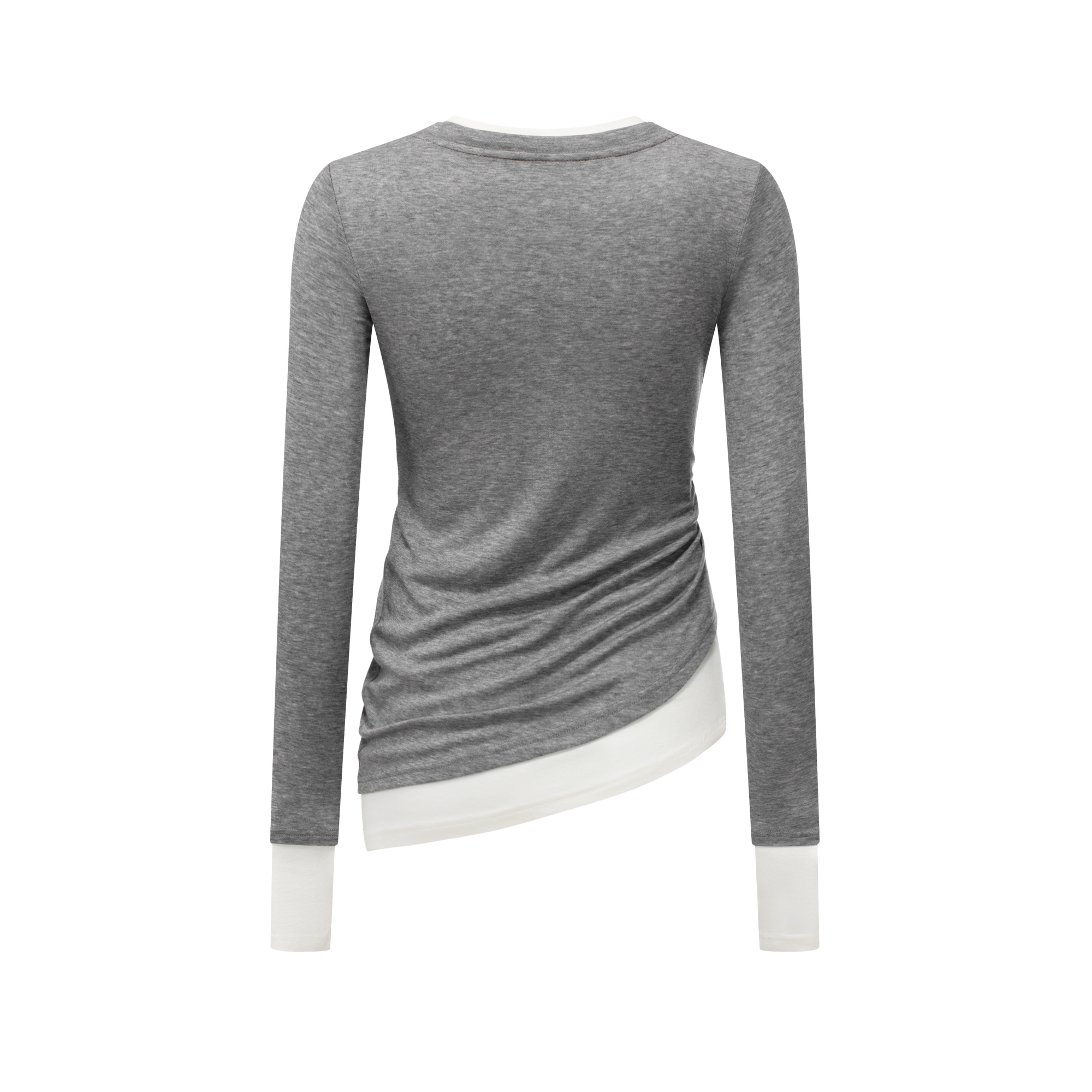 Gray light elastic fake two-piece long sleeves