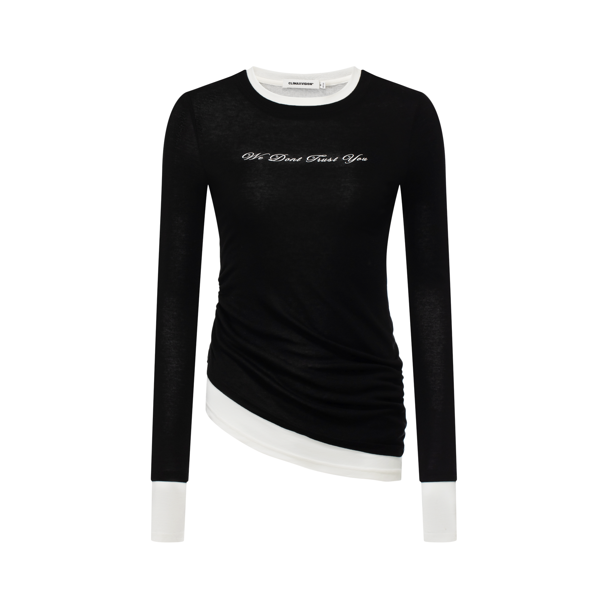 Midnight black light elastic fake two-piece long sleeves