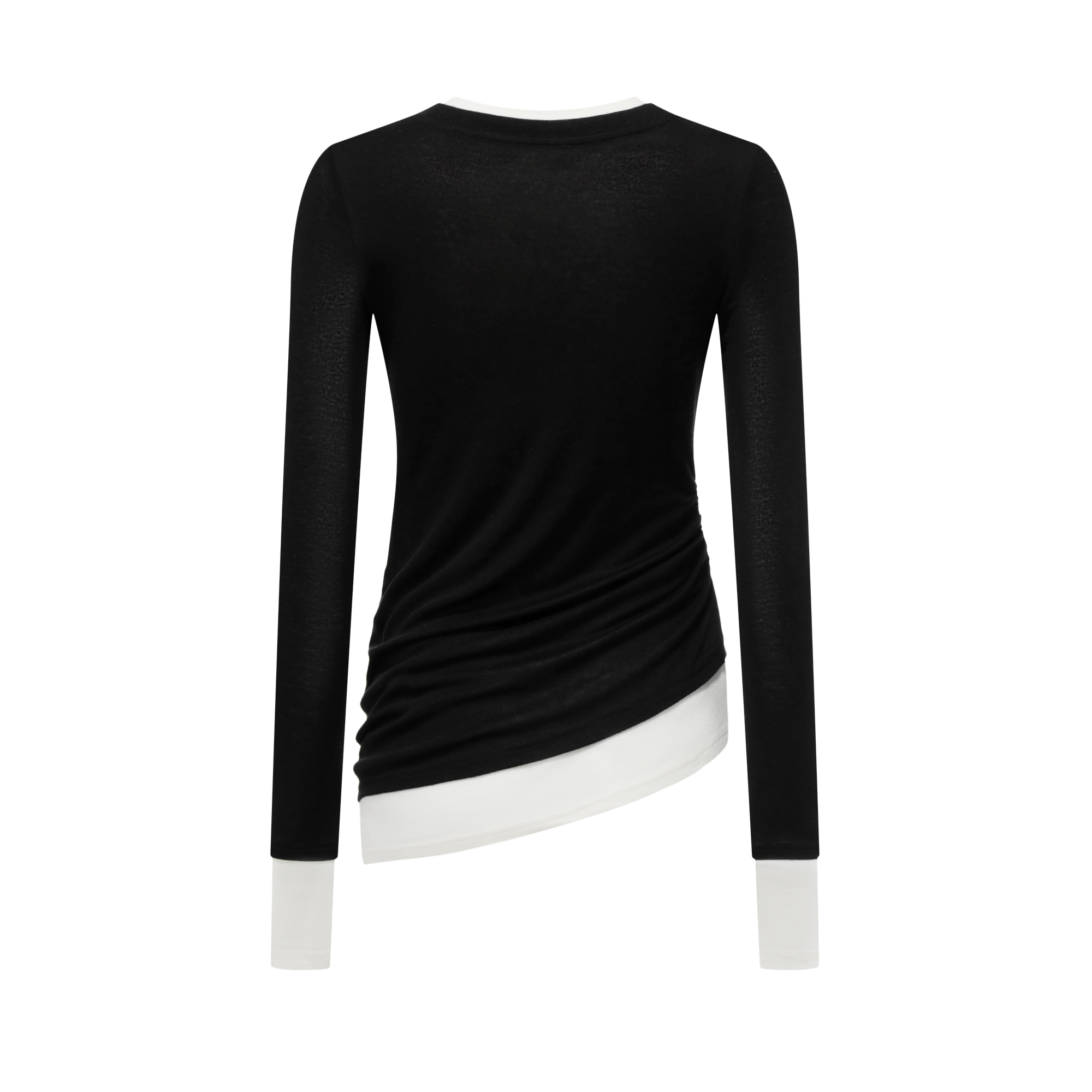 Midnight black light elastic fake two-piece long sleeves
