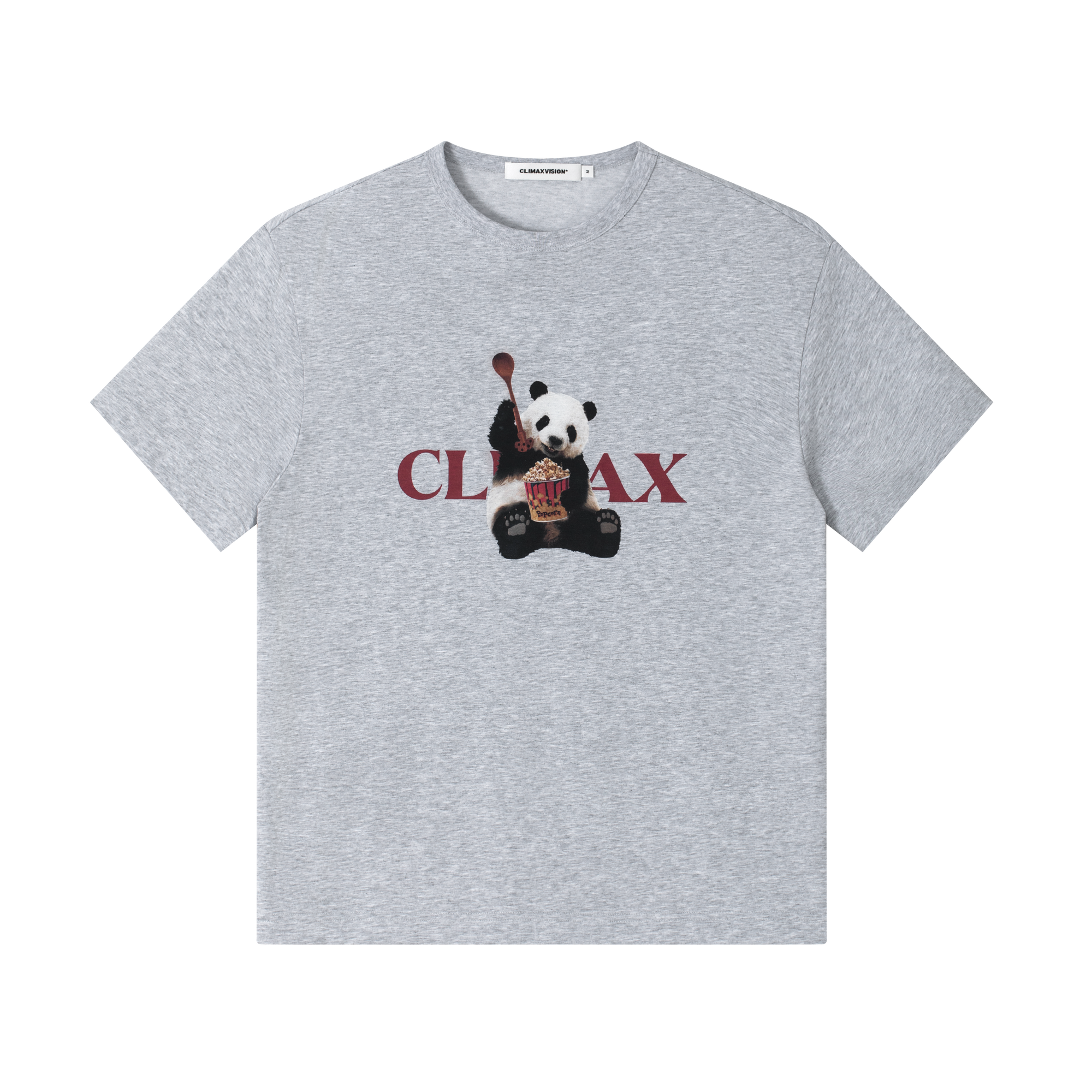 Grey Panda Print Short-Sleeved T-shirt