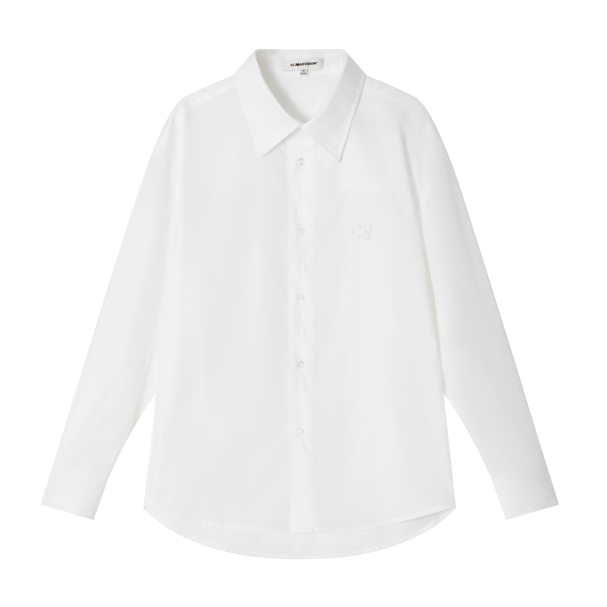White CV embroidered long-sleeved shirt