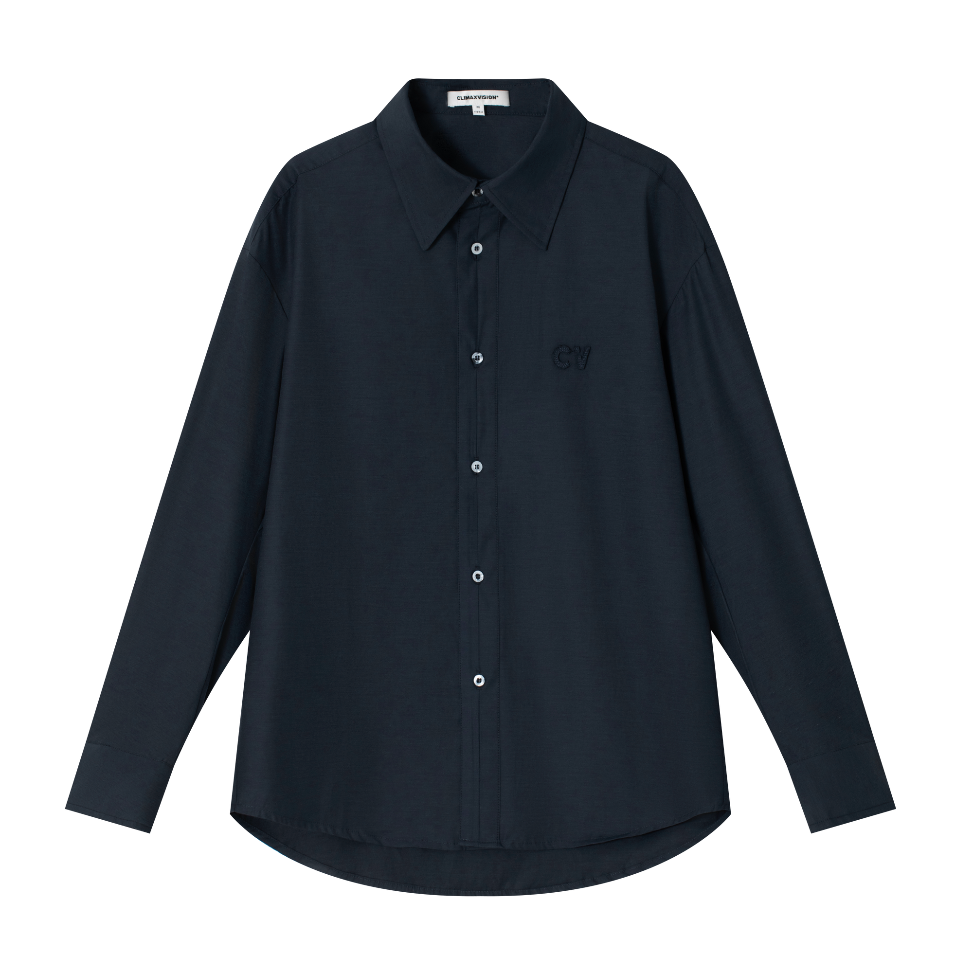 Navy Blue CV Embroidered Long-sleeved Shirt