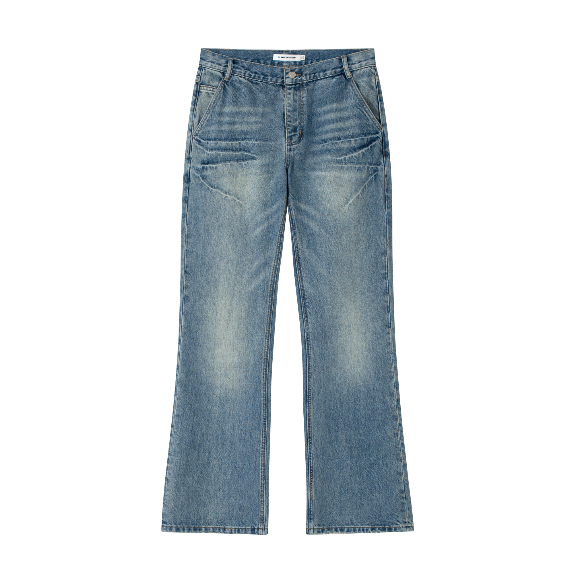 Blue Vintage Lightning Bolt Cat Whisker Jeans