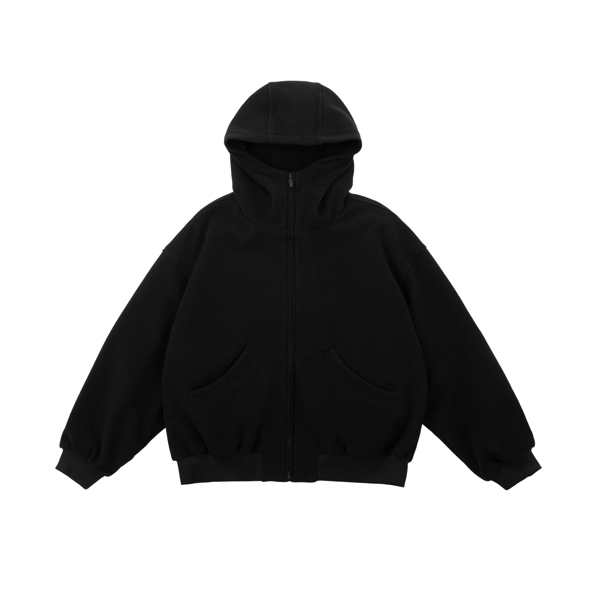 Double-faced Velvet Loose Silhouette Airy Hooded Jacket In Black
