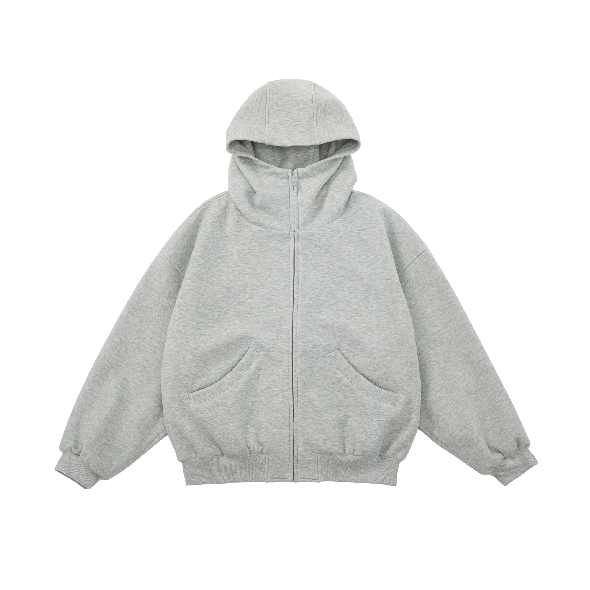 Double-faced Velvet Loose Silhouette Airy Hooded Jacket In Gray