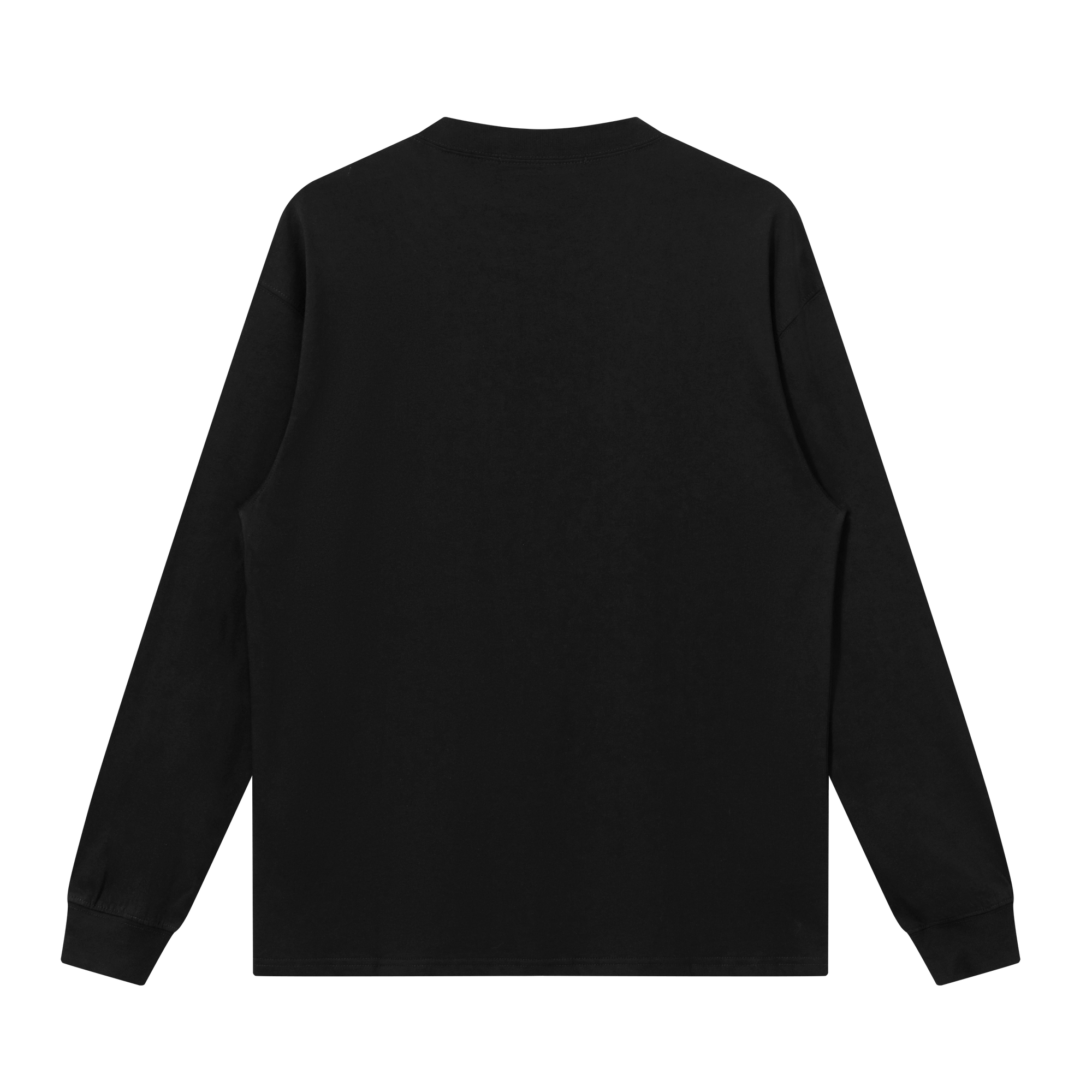 Black High Collar Chain Embroidery Long-sleeved T-shirt
