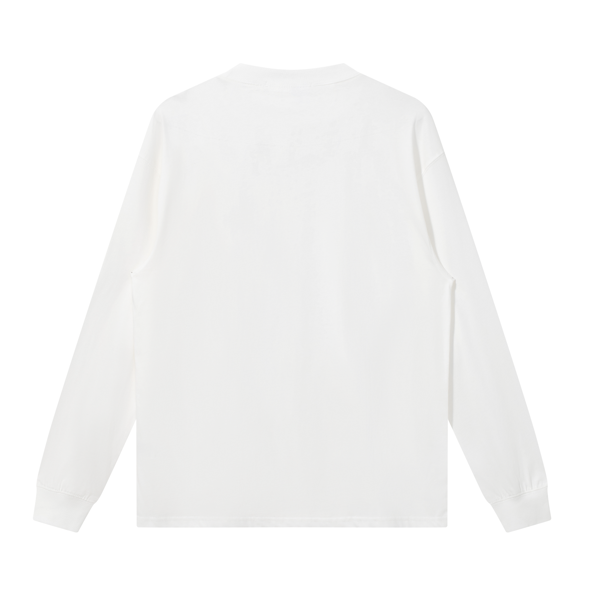 White High Collar Chain Embroidery Long-sleeved T-shirt